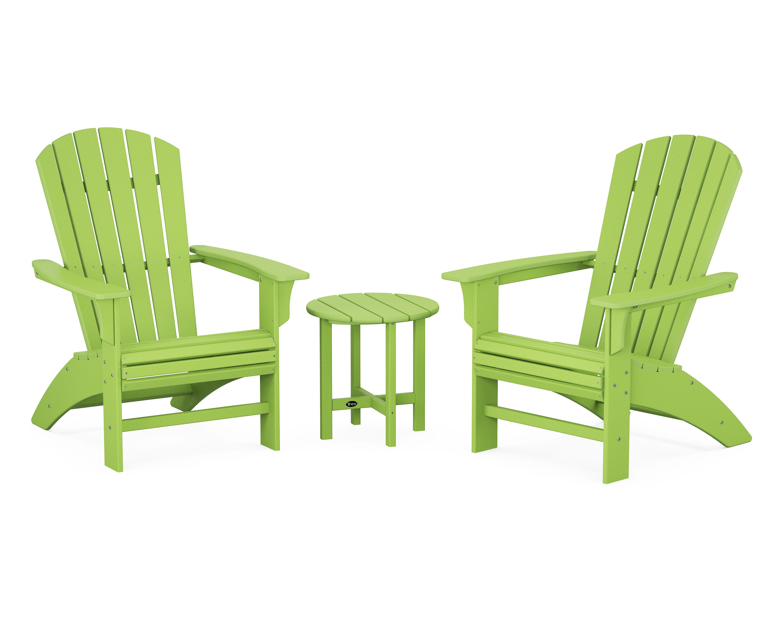 Yacht Club 3-Piece Curveback Adirondack Set in Lime