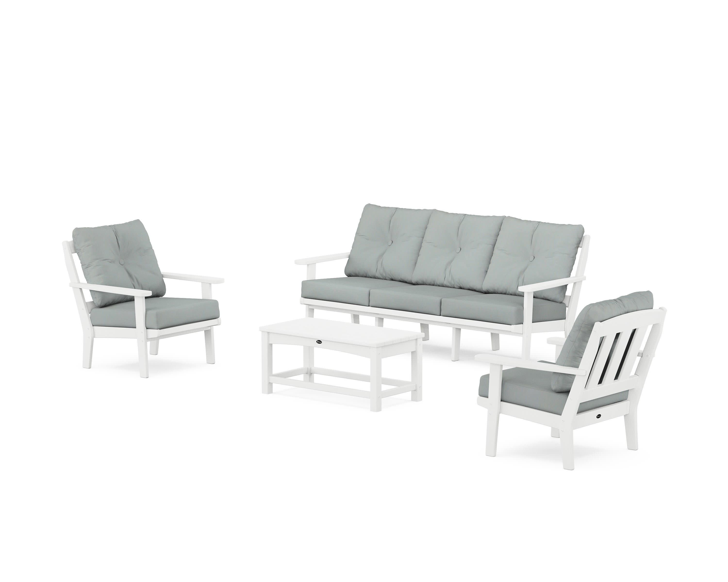 Cape Cod 4-Piece Deep Seating Set with Sofa in Classic White / Spa