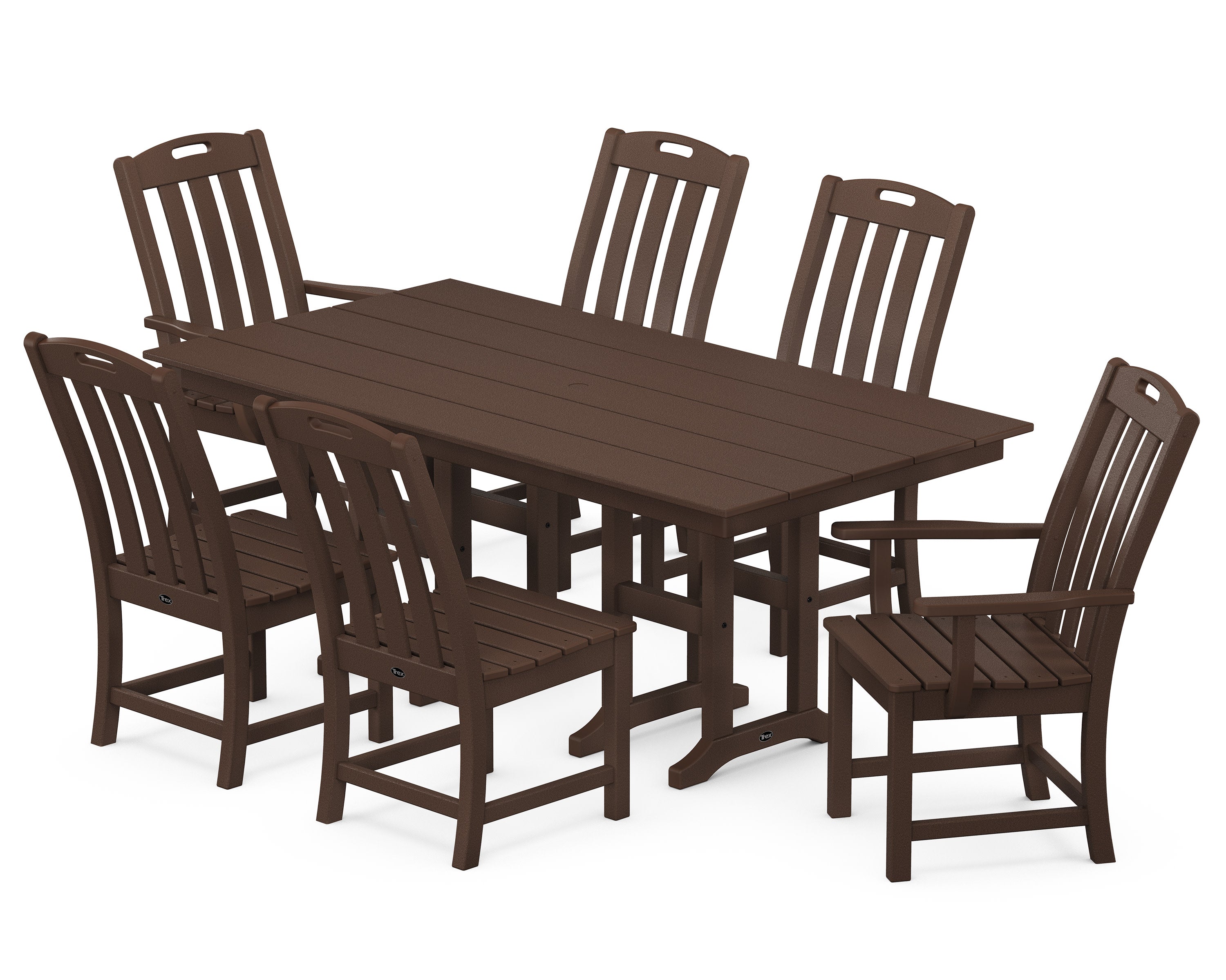 Yacht Club 7-Piece Farmhouse Dining Set in Vintage Lantern