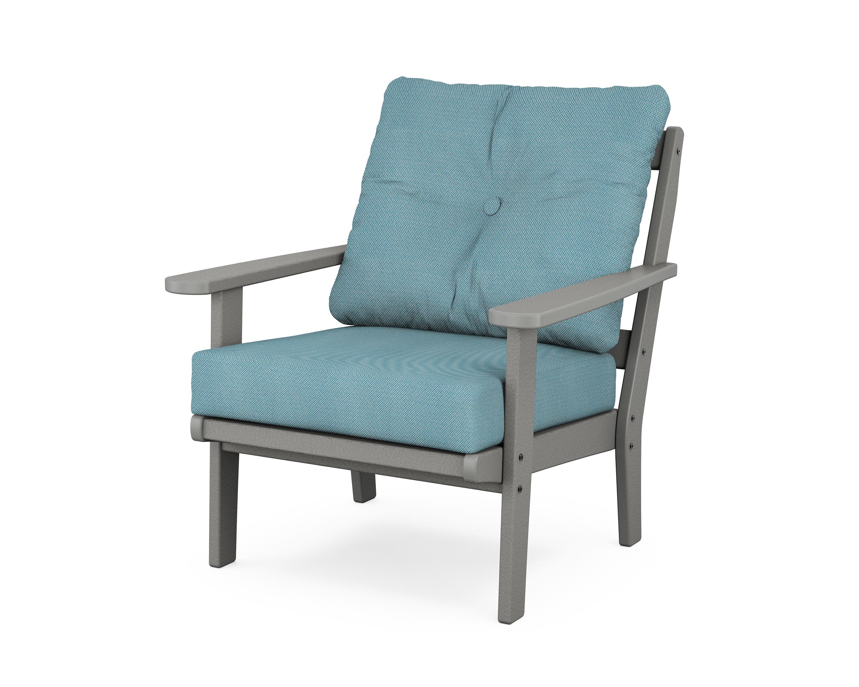 Cape Cod Deep Seating Chair in Stepping Stone / Lattice Sky Blue