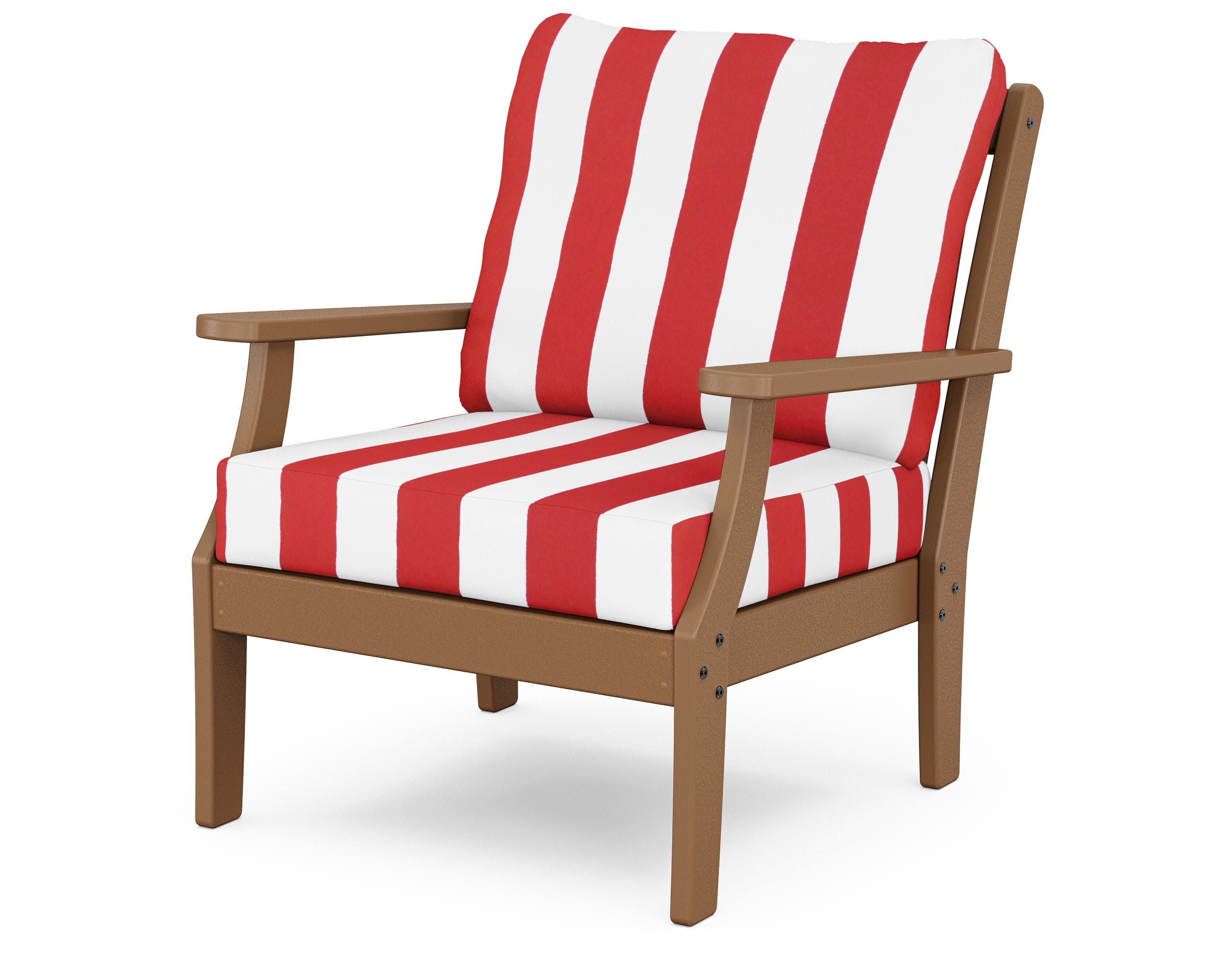 Yacht Club Deep Seating Chair in Tree House / Cabana Stripe Crimson