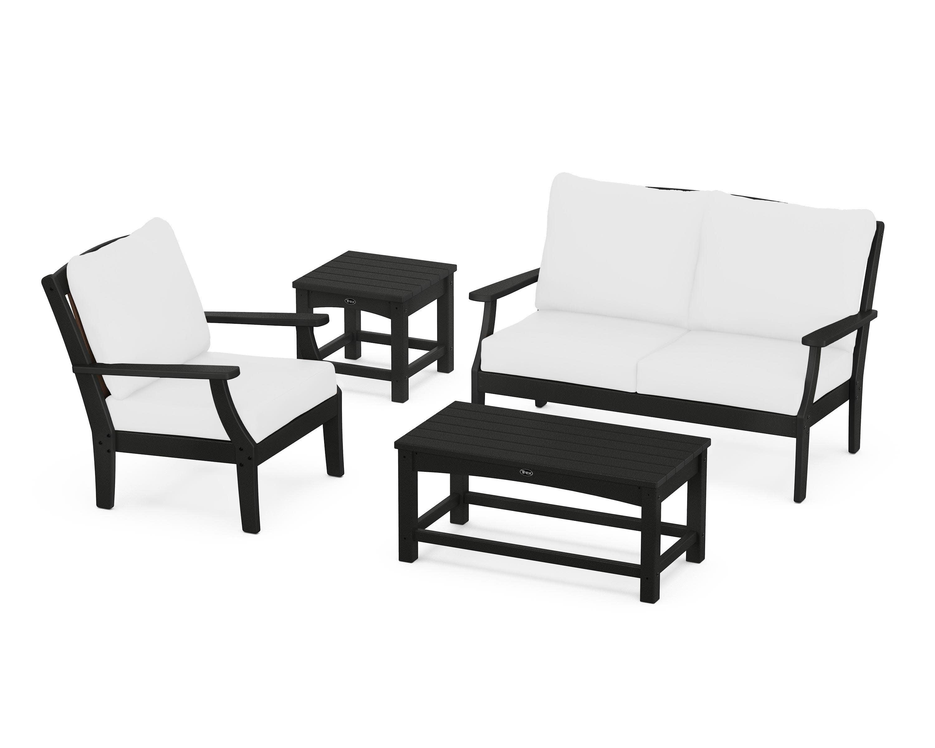 Yacht Club 4-Piece Deep Seating Set in Charcoal Black / Natural