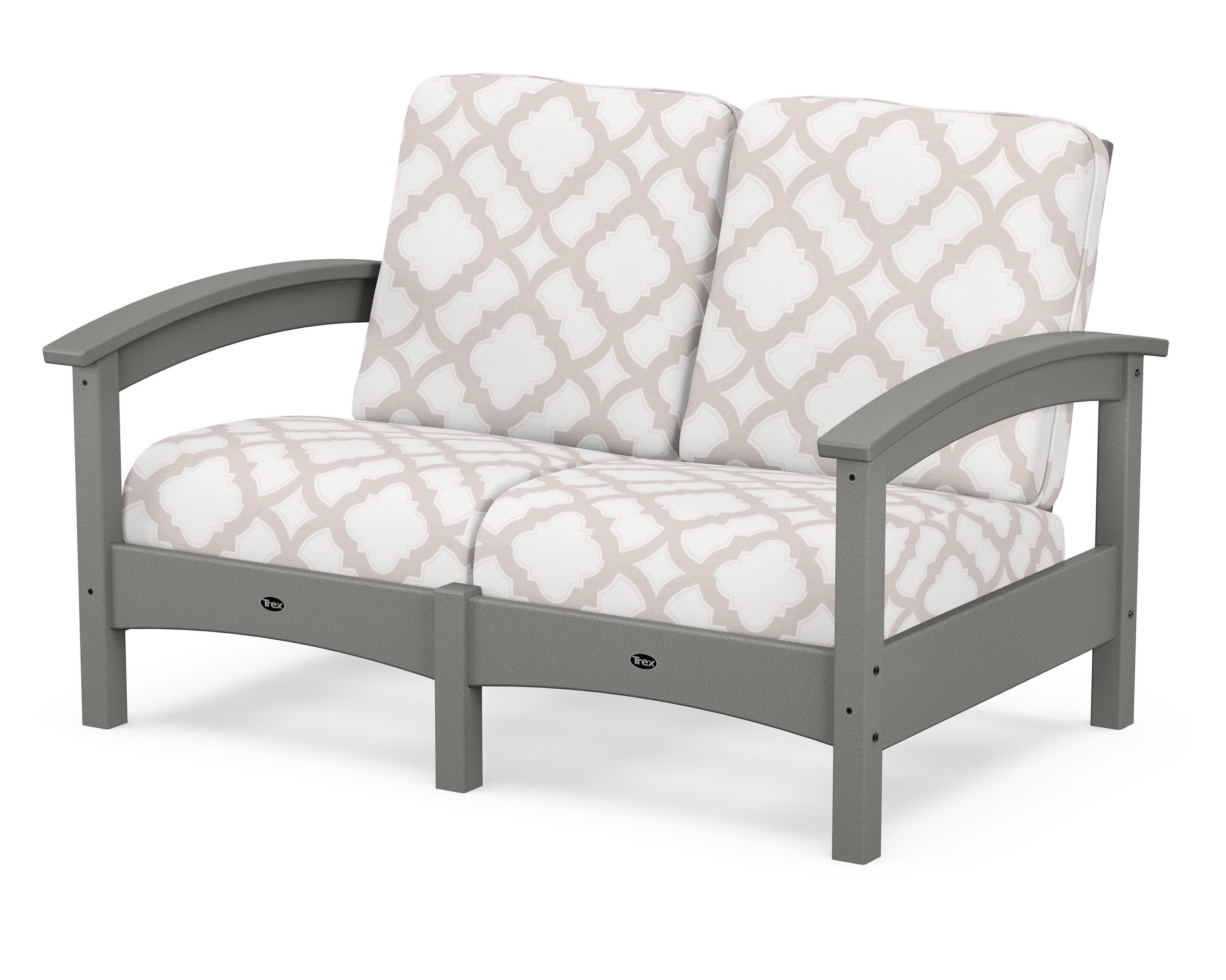 Rockport Club Loveseat in Stepping Stone / Trellis Dune Burlap