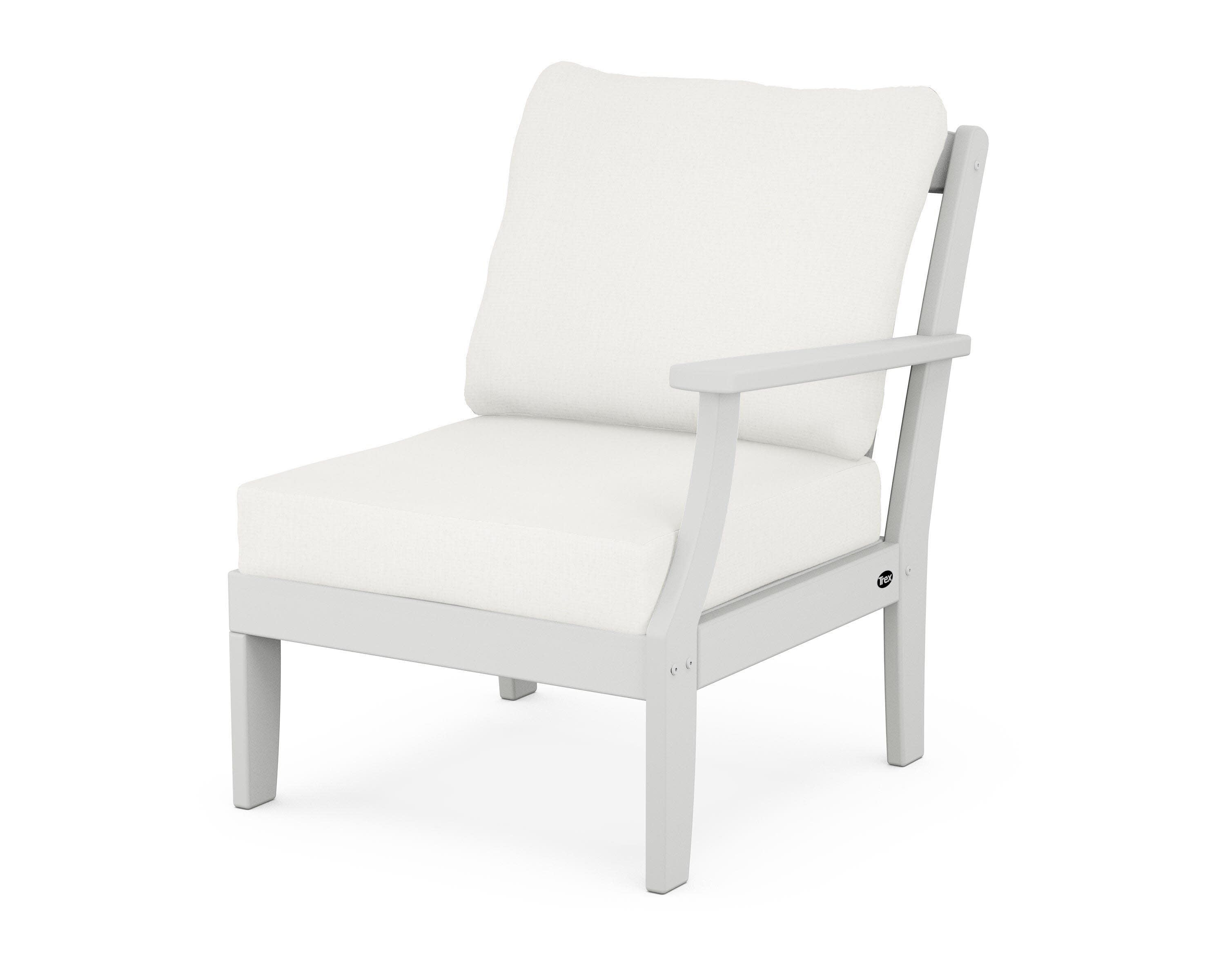 Yacht Club Modular Right Arm Chair in Classic White / Natural Linen