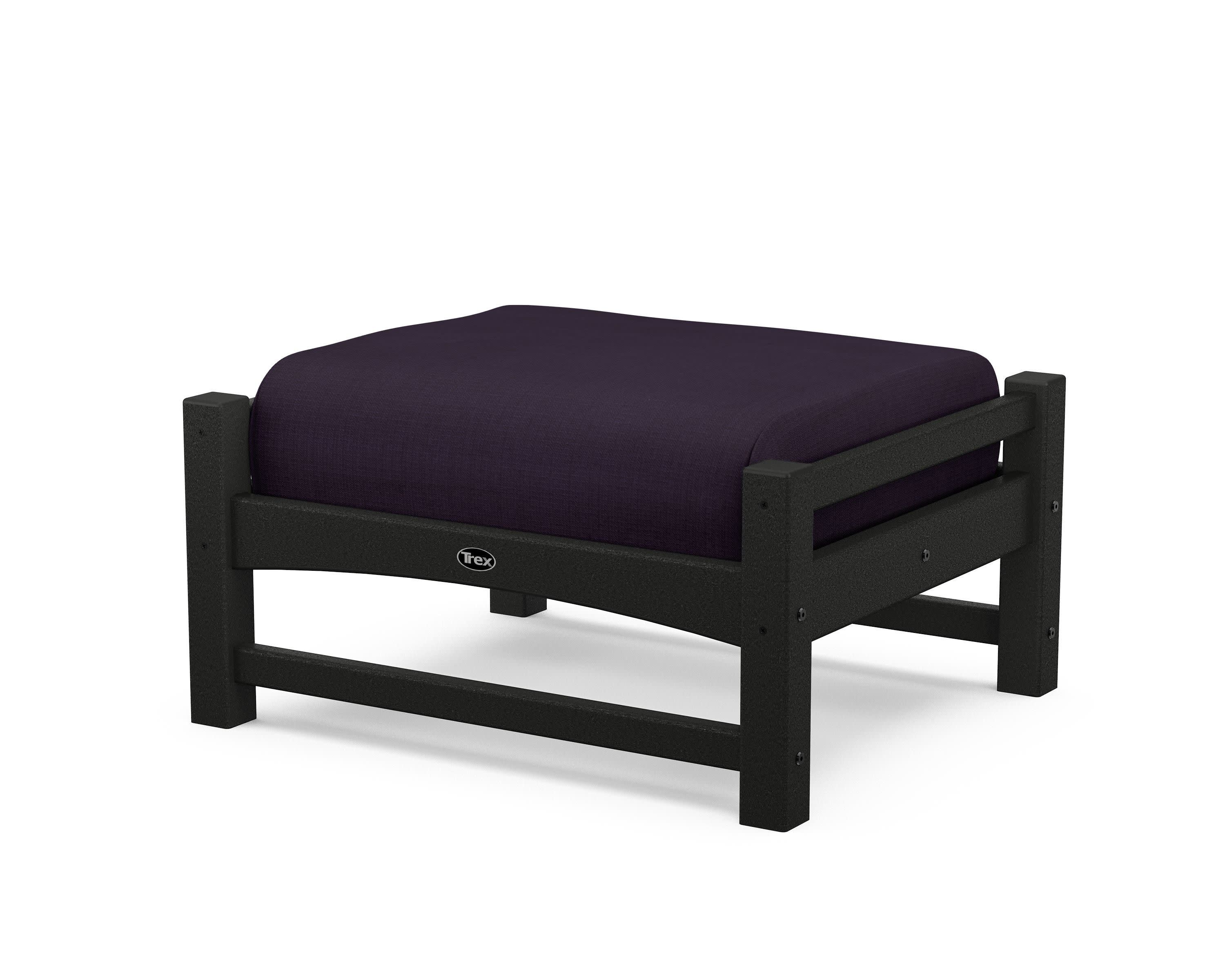 Rockport Club Ottoman in Charcoal Black / Navy Linen