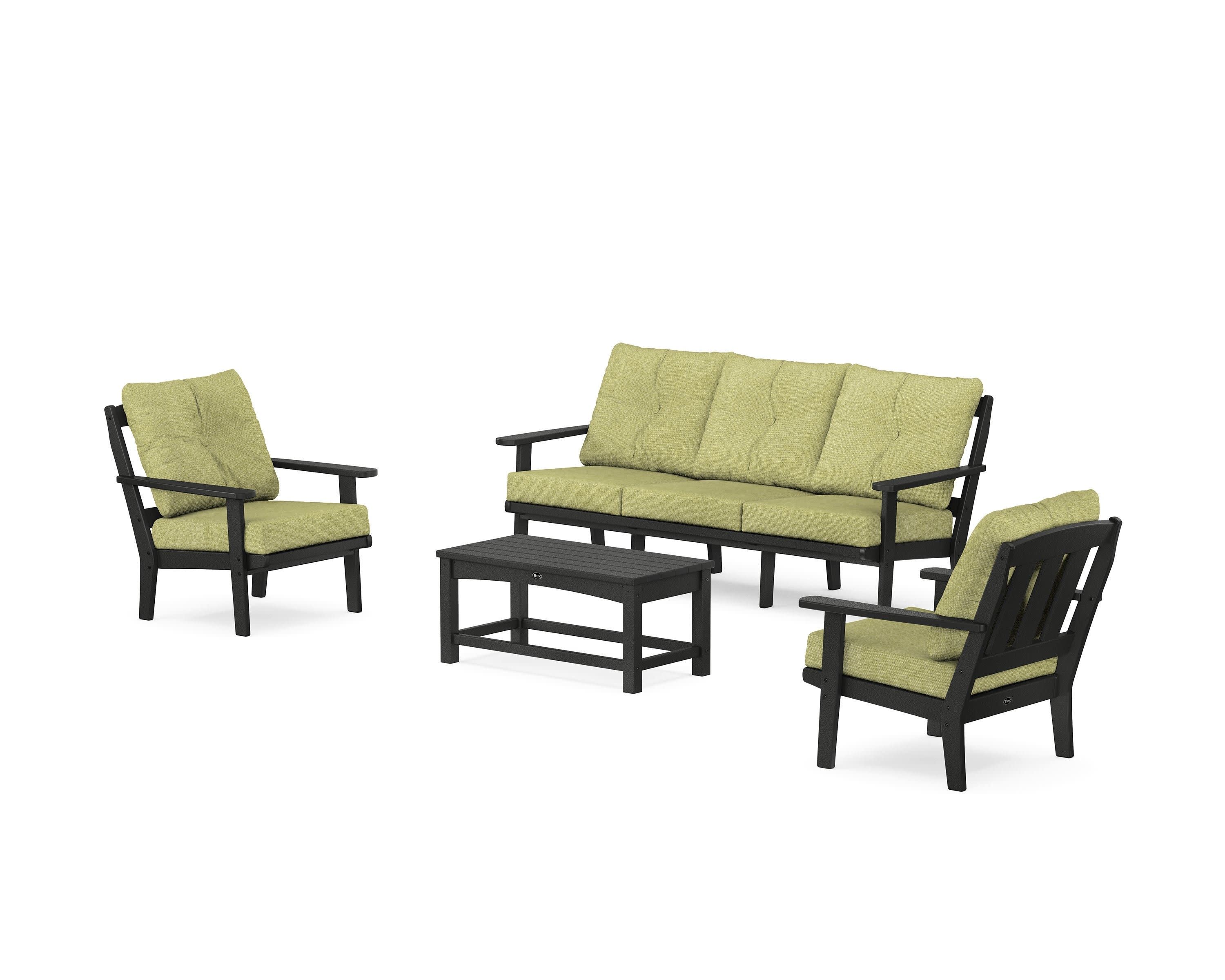 Cape Cod 4-Piece Deep Seating Set with Sofa in Charcoal Black / Chartreuse Boucle