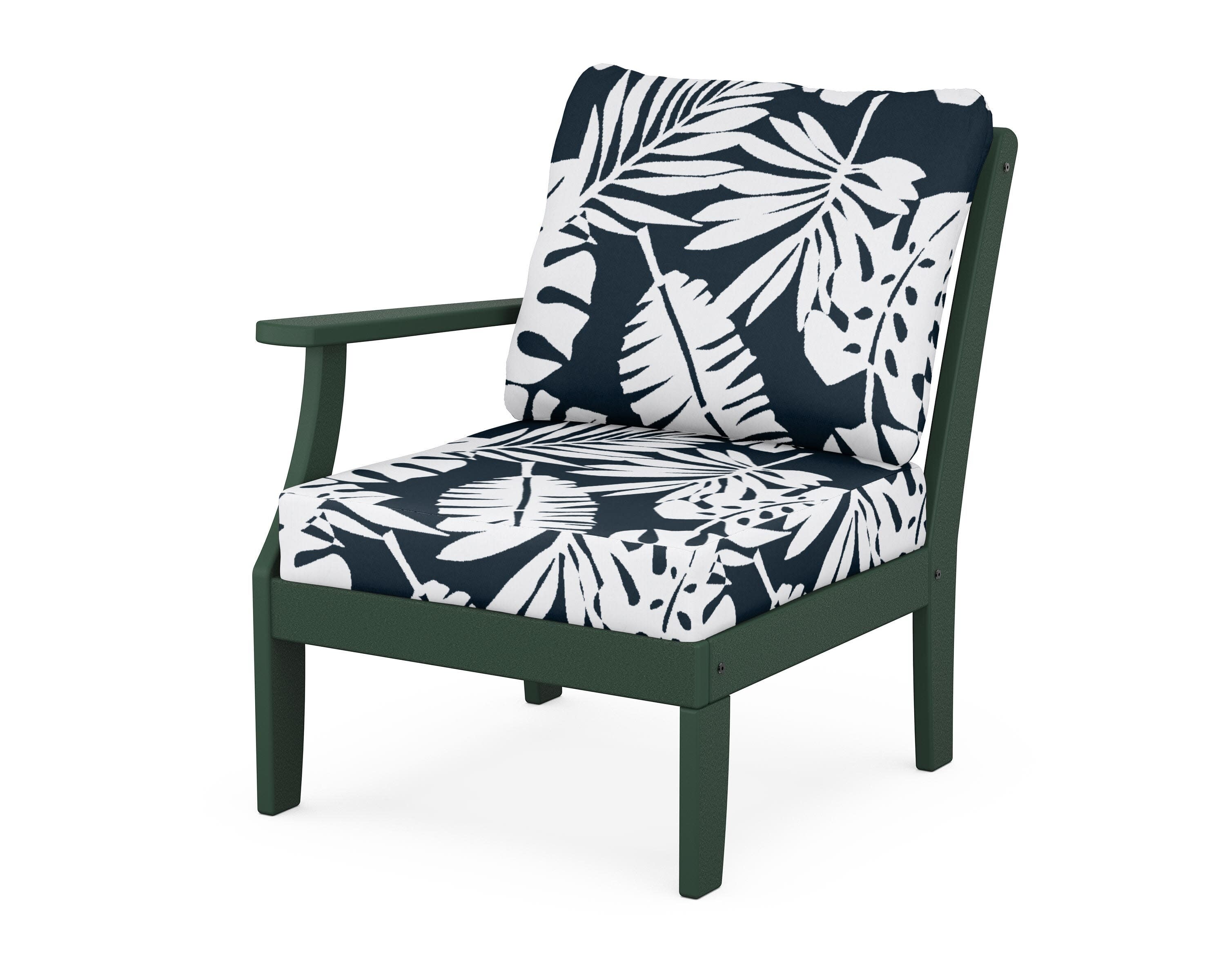 Yacht Club Modular Left Arm Chair in Rainforest Canopy / Leaf Marine Indigo