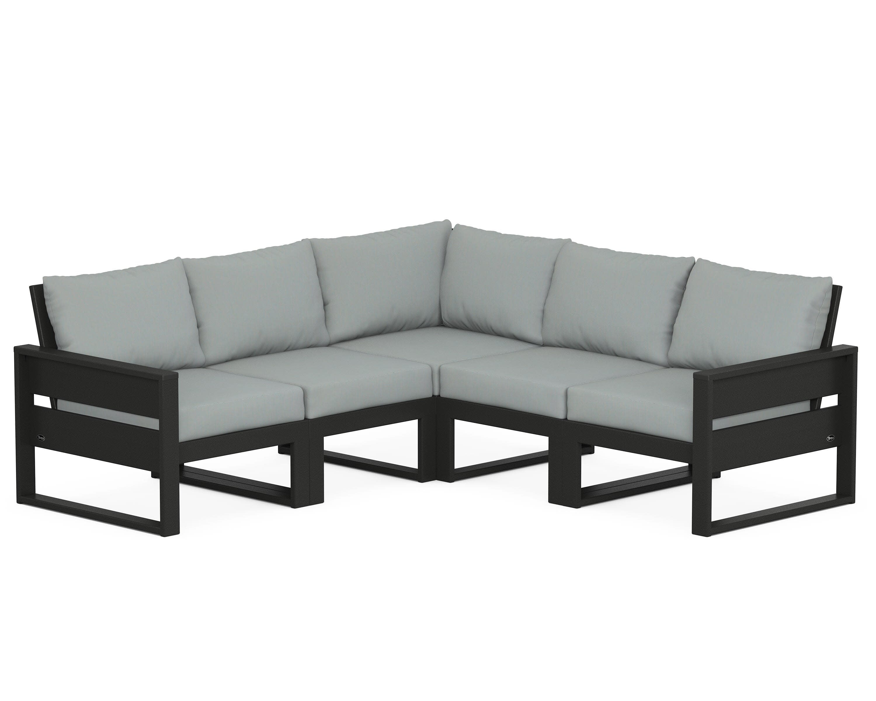 Eastport 5-Piece Sectional in Charcoal Black / Spa