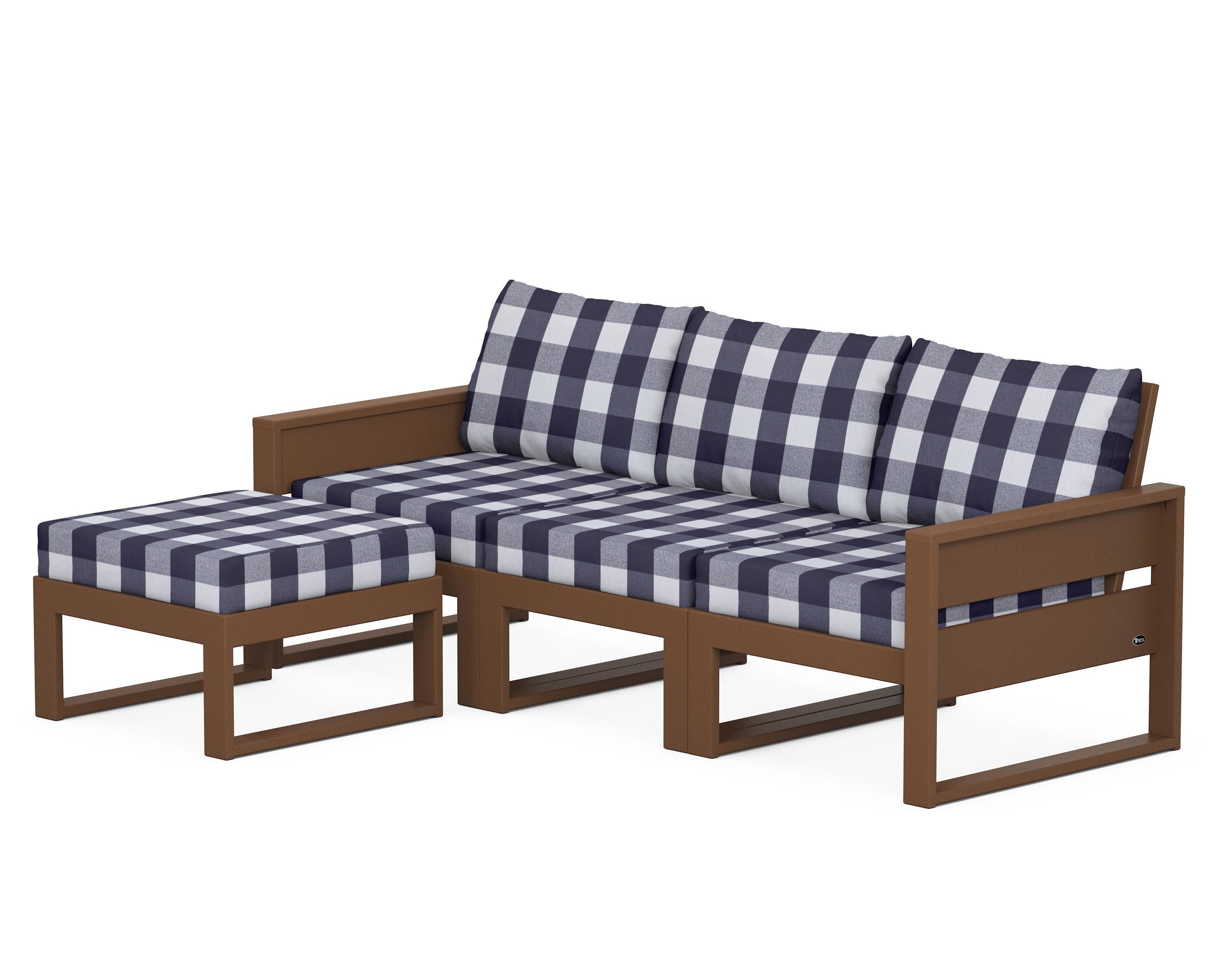 Eastport 4- Piece Sectional with Ottoman in Tree House / Buffalo Plaid Navy