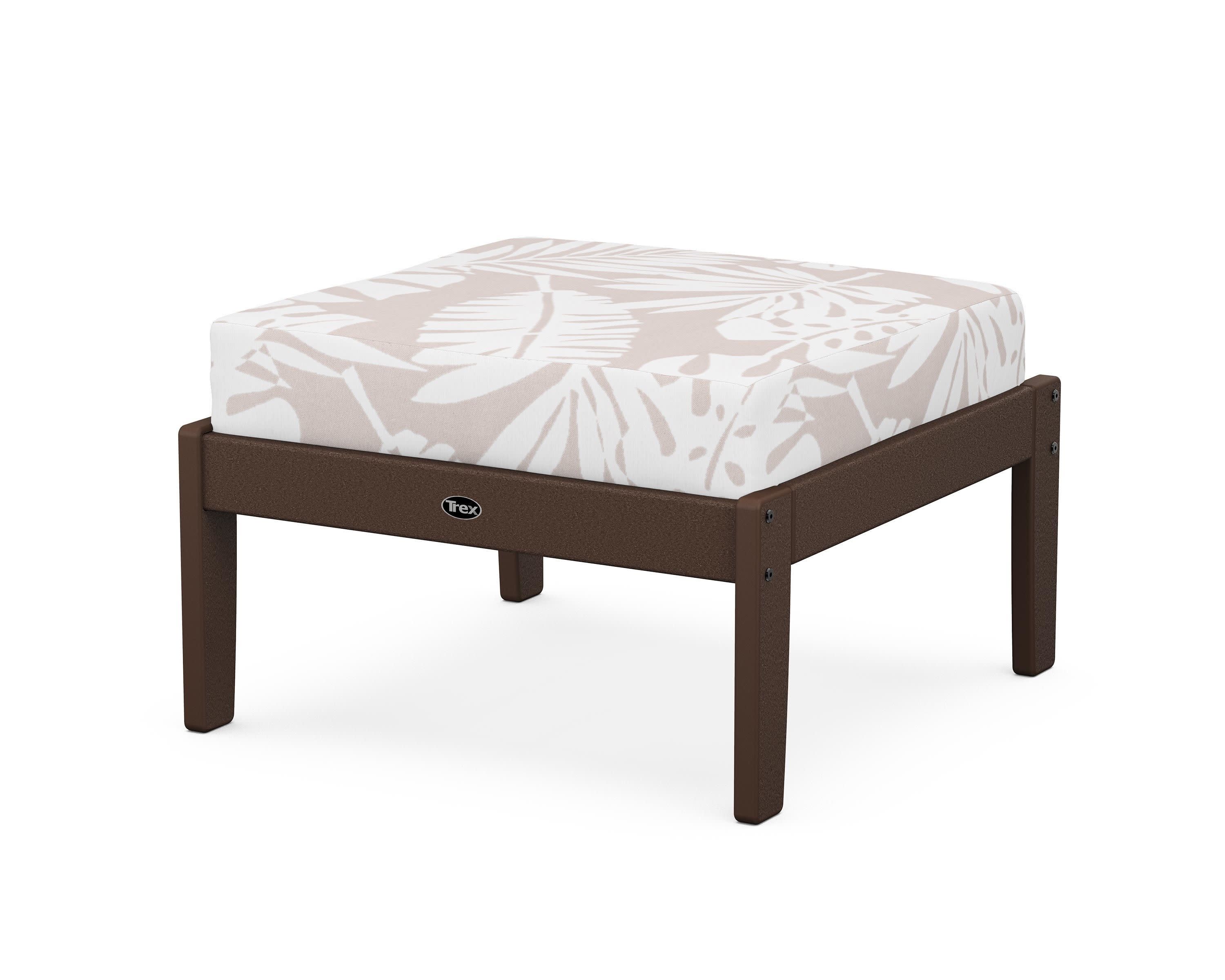 Yacht Club Deep Seating Ottoman in Vintage Lantern / Leaf Dune Burlap