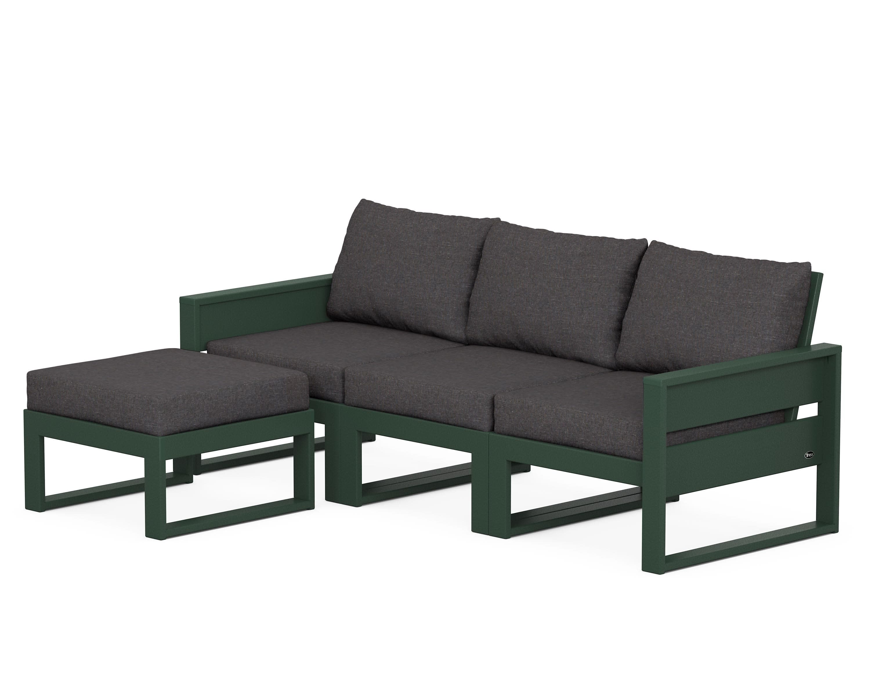 Eastport 4- Piece Sectional with Ottoman in Rainforest Canopy / Ash Charcoal