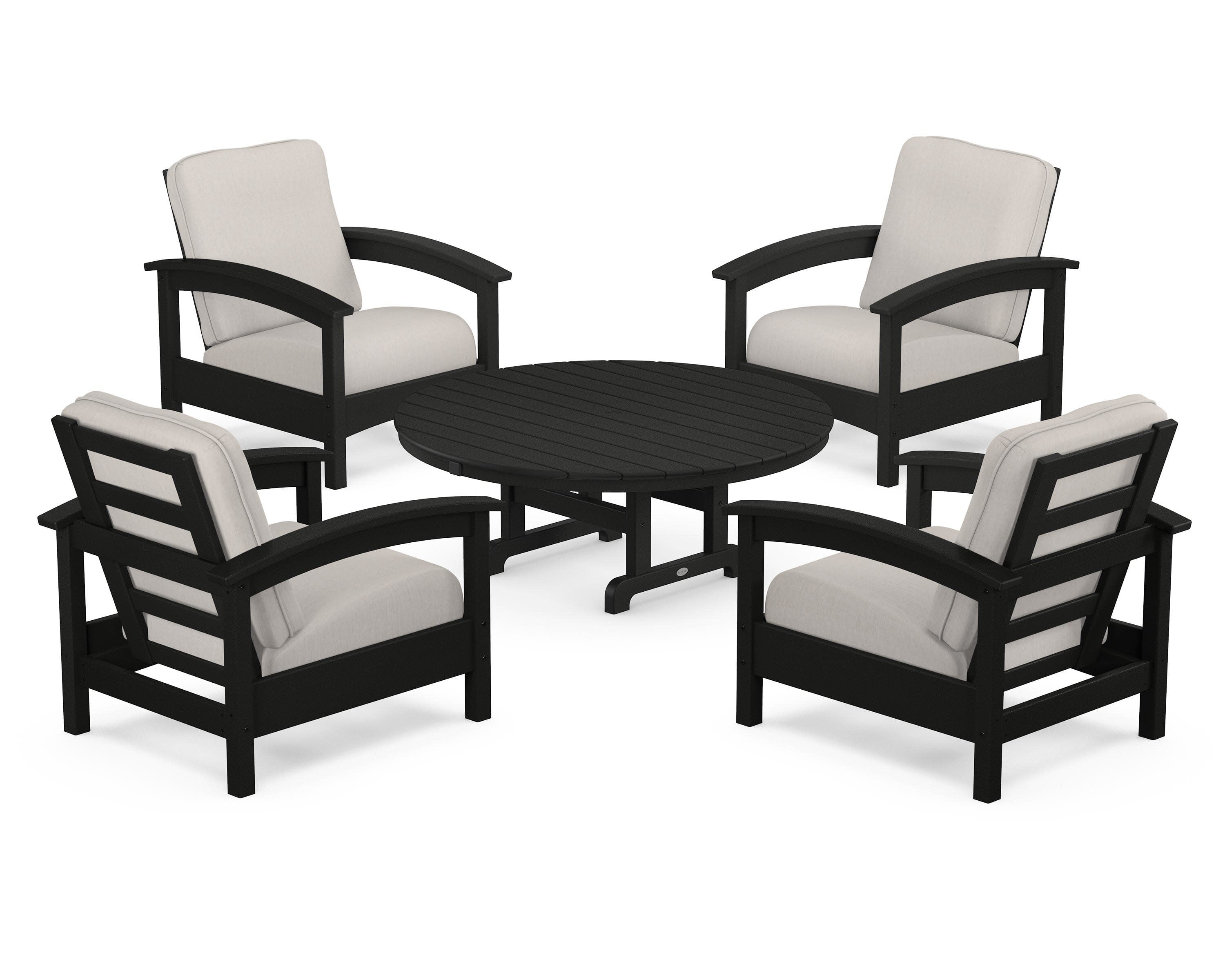 Rockport 5-Piece Deep Seating Set in Charcoal Black / Cast Ash