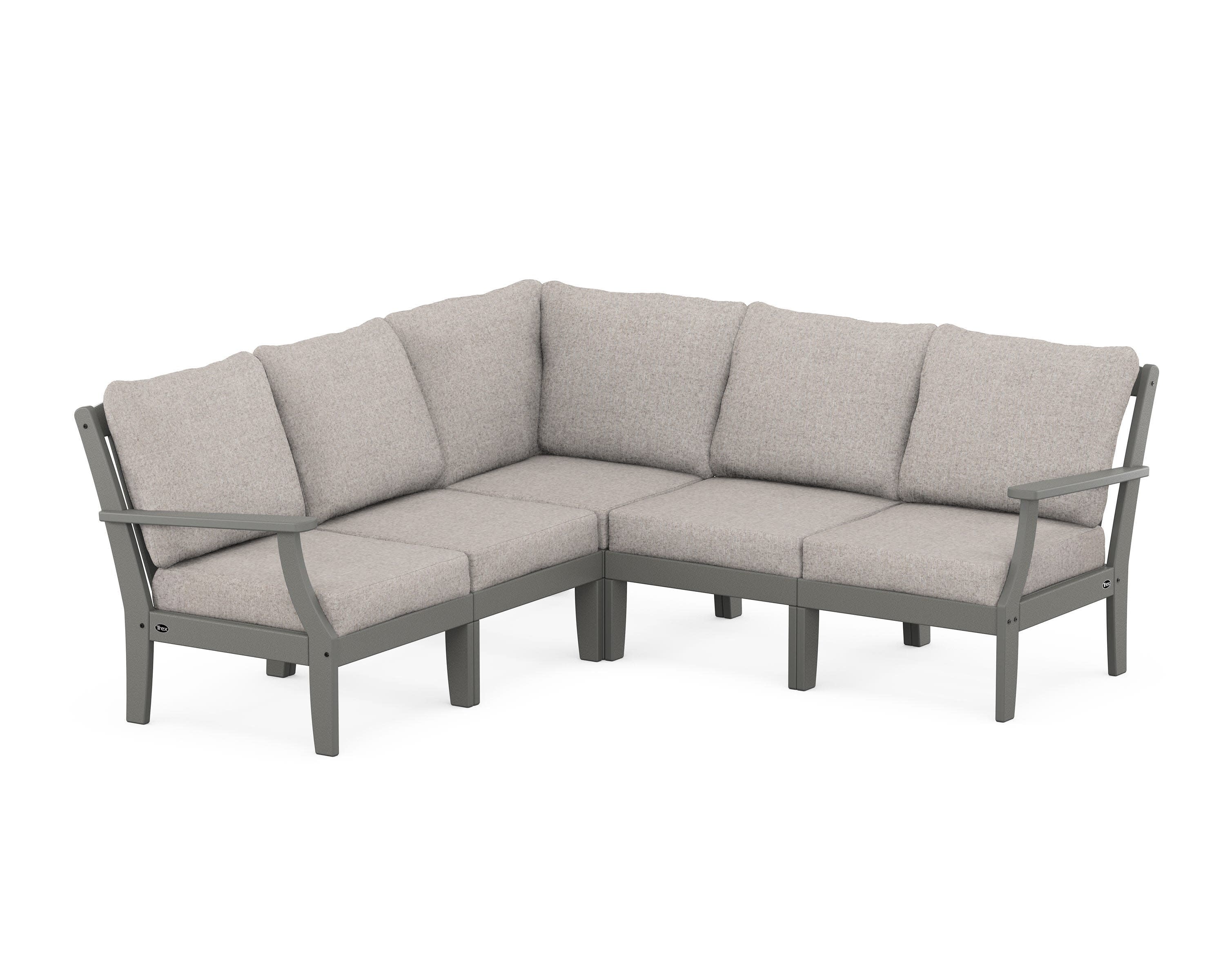 Yacht Club Modular 5-Piece Deep Seating Set in Stepping Stone / Weathered Tweed
