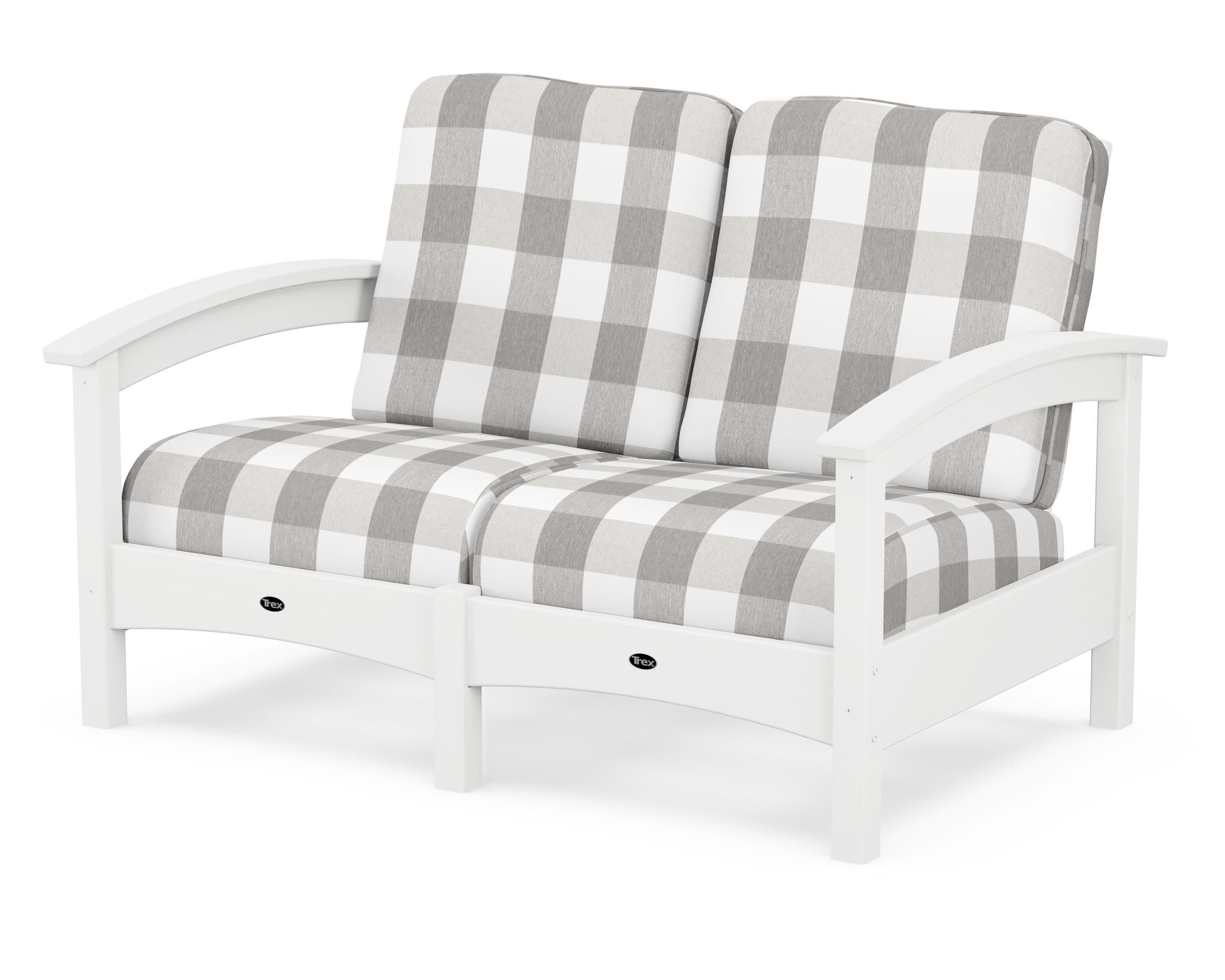 Rockport Club Loveseat in Classic White / Buffalo Plaid Grey Mist
