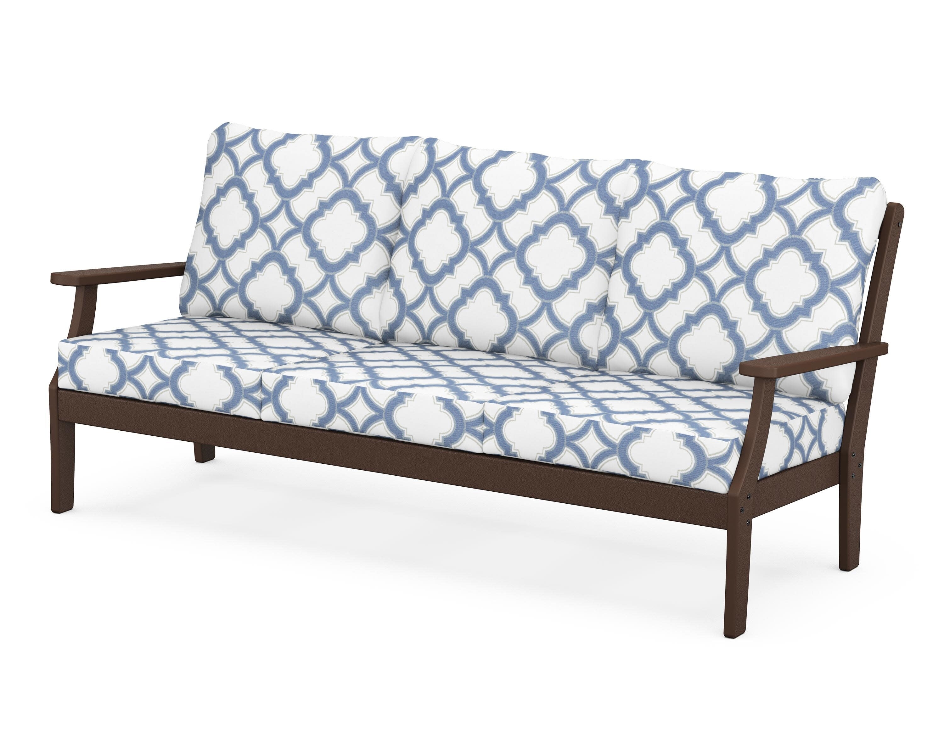 Yacht Club Deep Seating Sofa in Vintage Lantern / Trellis Sky Blue