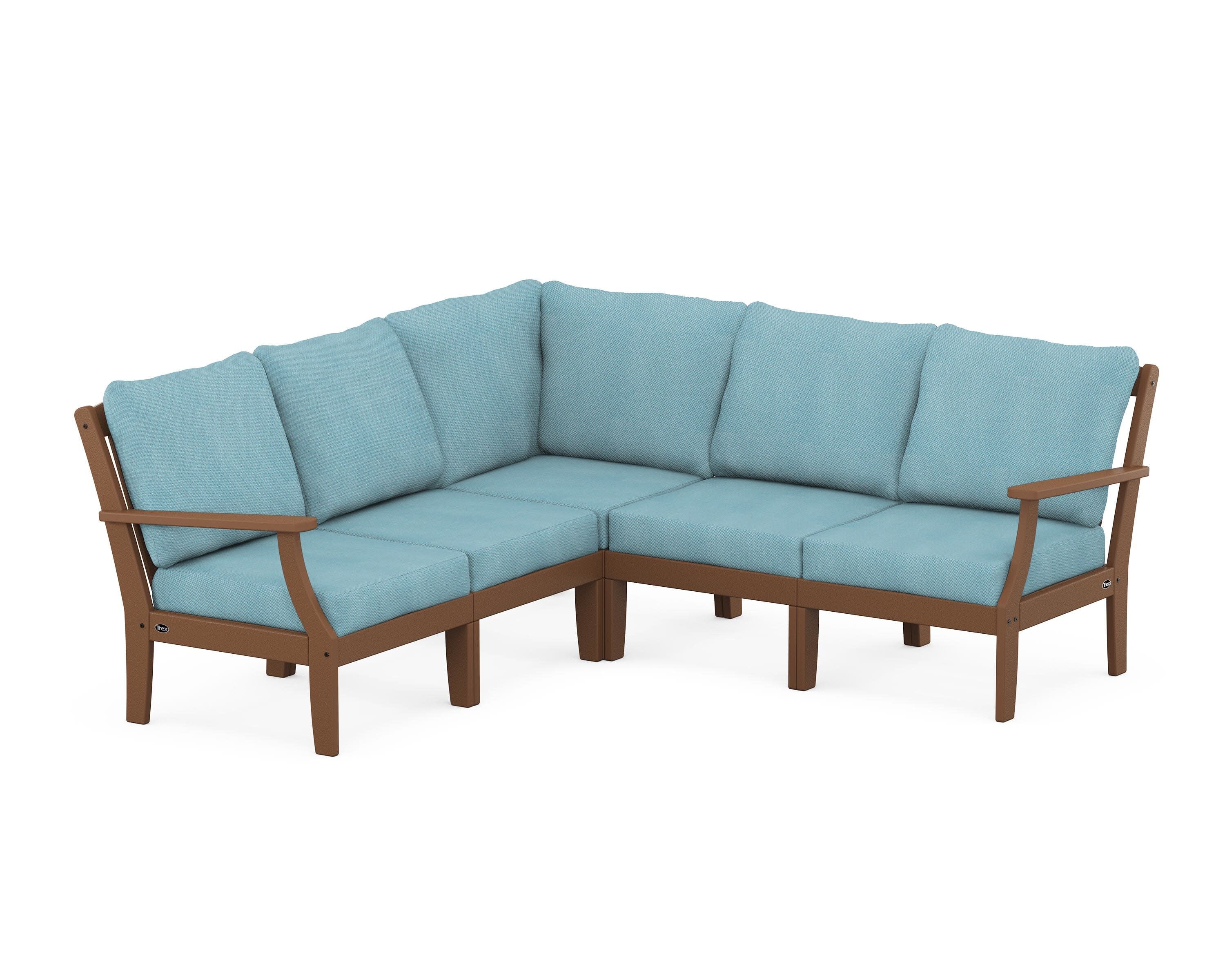 Yacht Club Modular 5-Piece Deep Seating Set in Tree House / Lattice Sky Blue