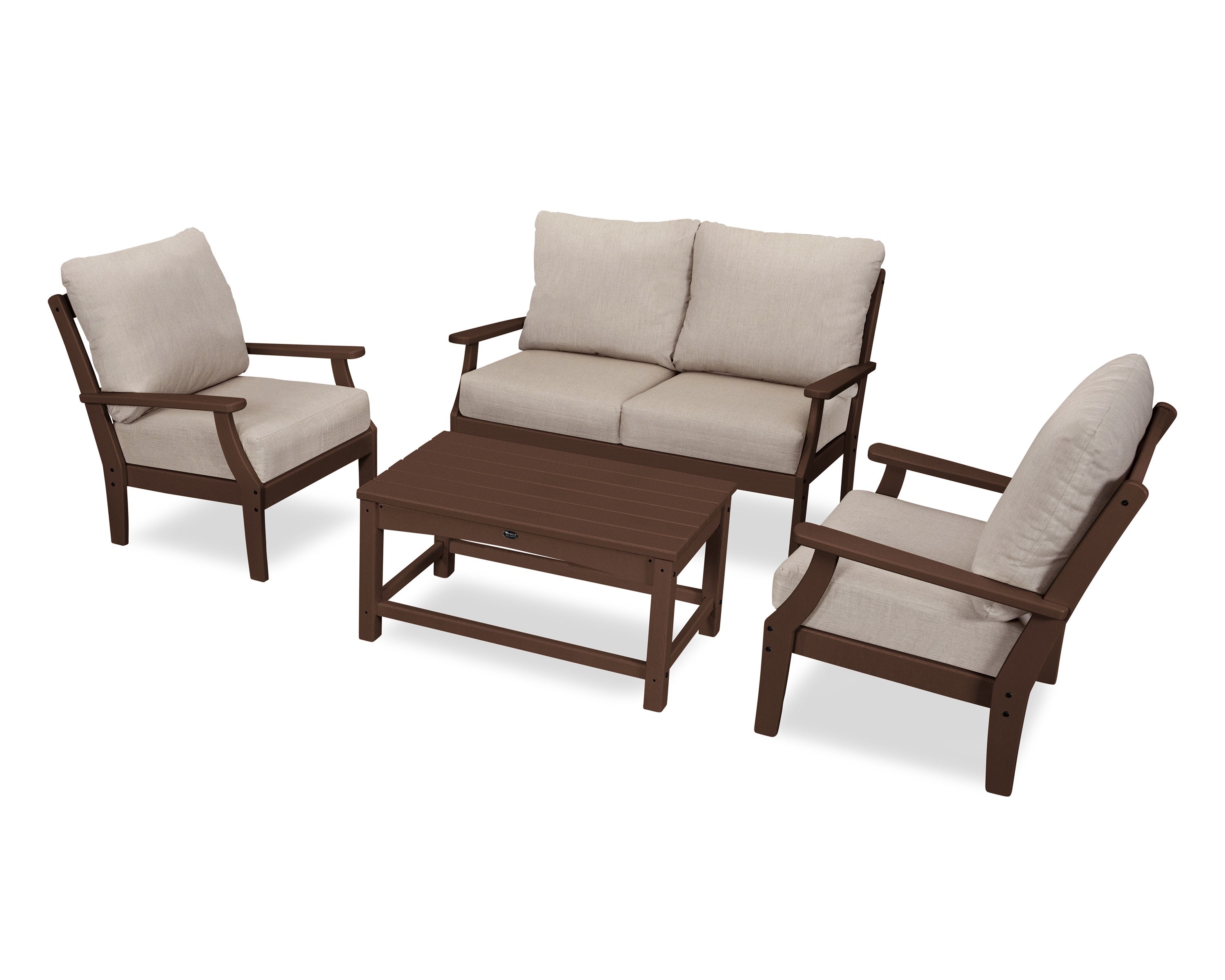 Yacht Club 4-Piece Deep Seating Chair Set in Vintage Lantern / Cast Ash