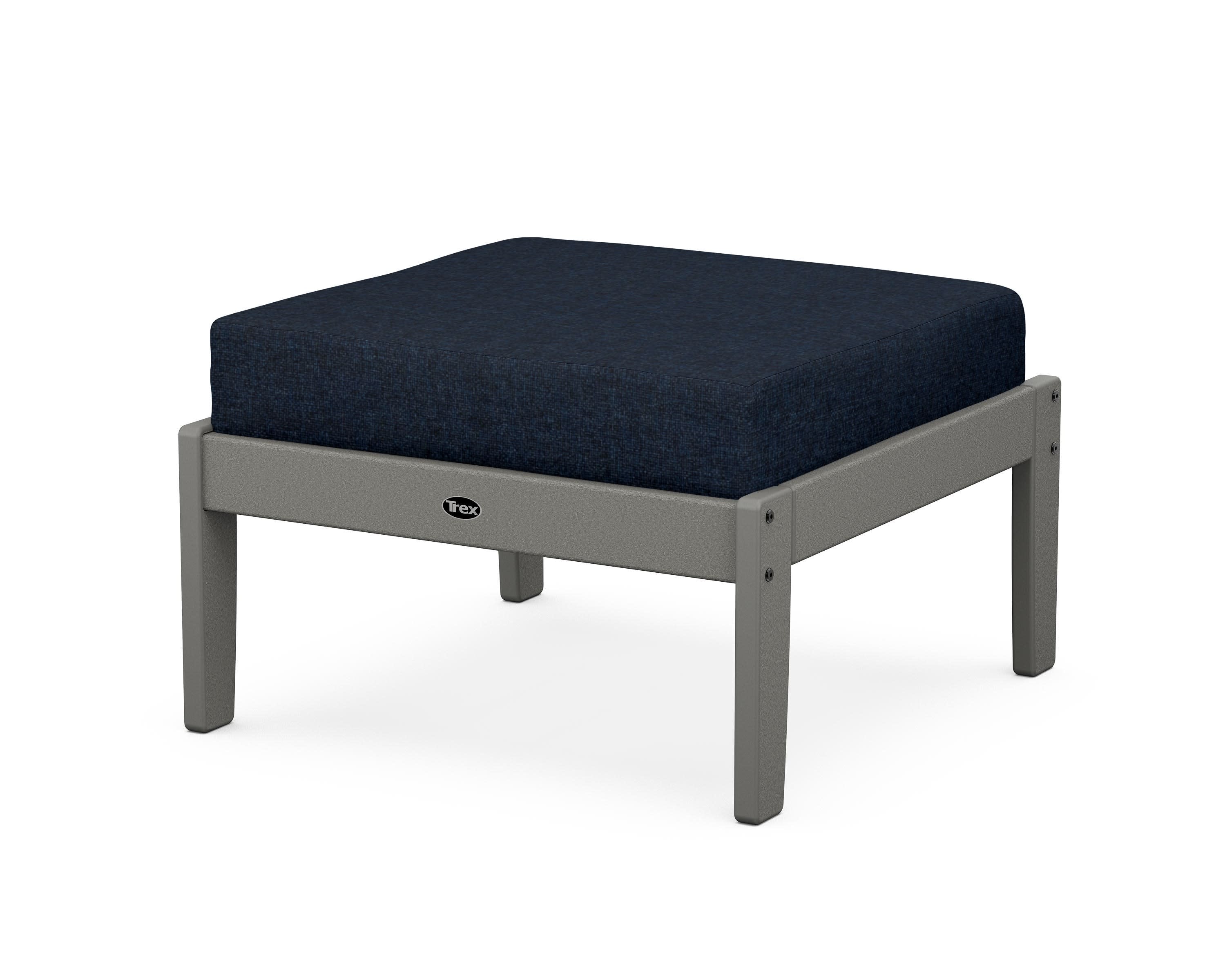 Yacht Club Deep Seating Ottoman in Stepping Stone / Marine Indigo