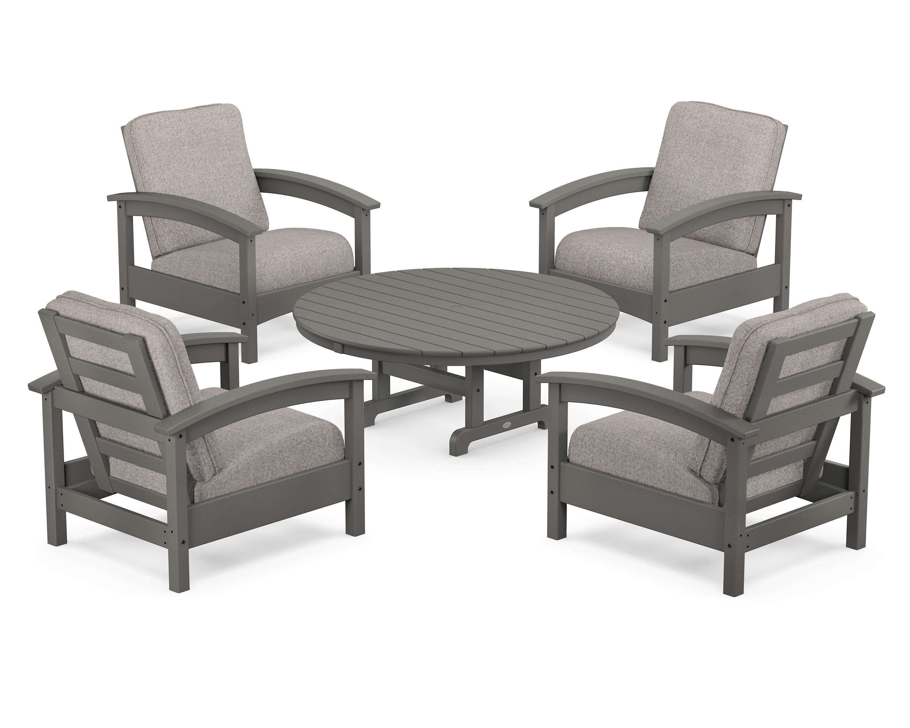 Rockport 5-Piece Deep Seating Set in Stepping Stone / Weathered Tweed