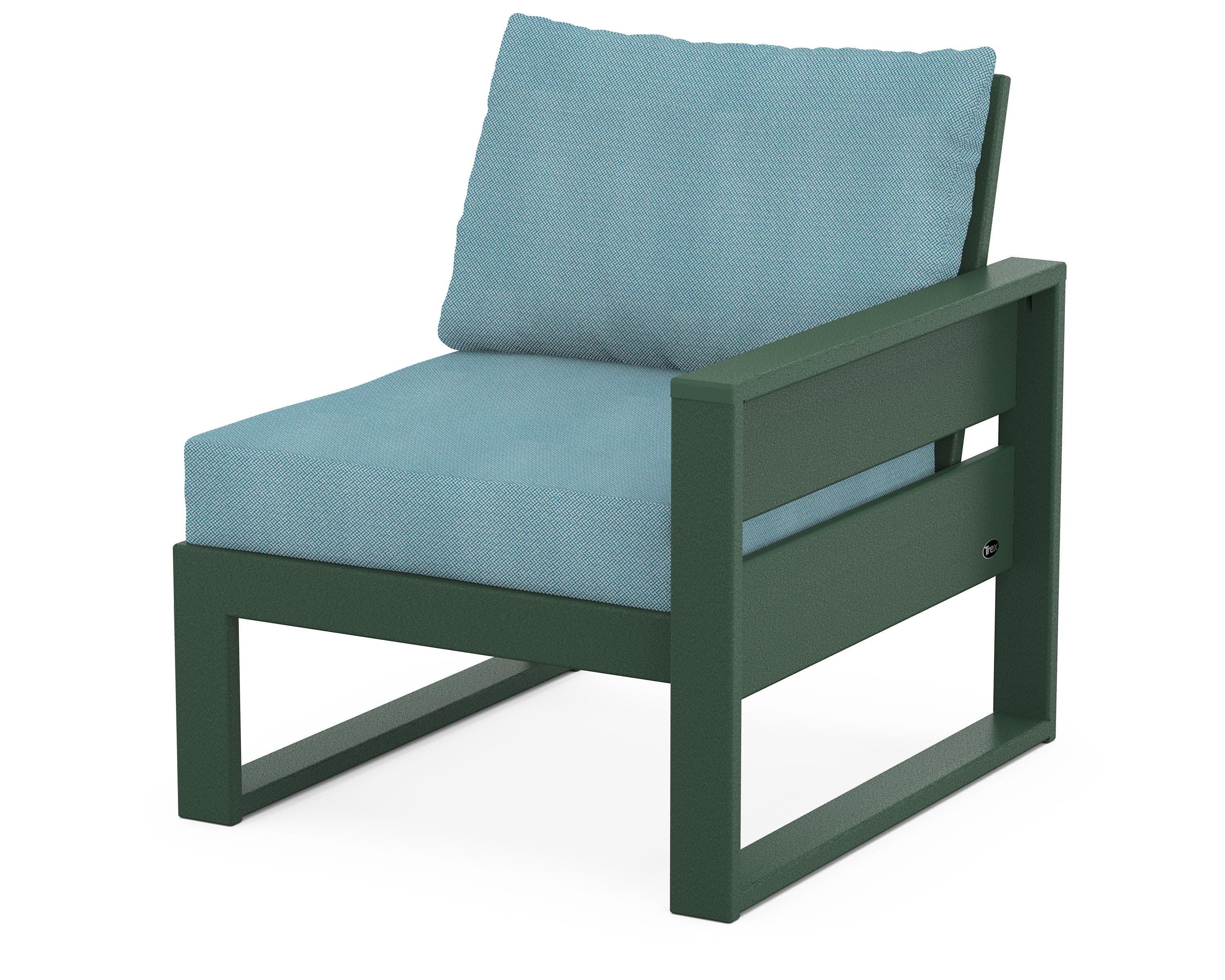 Eastport Modular Right Arm Chair in Rainforest Canopy / Lattice Sky Blue