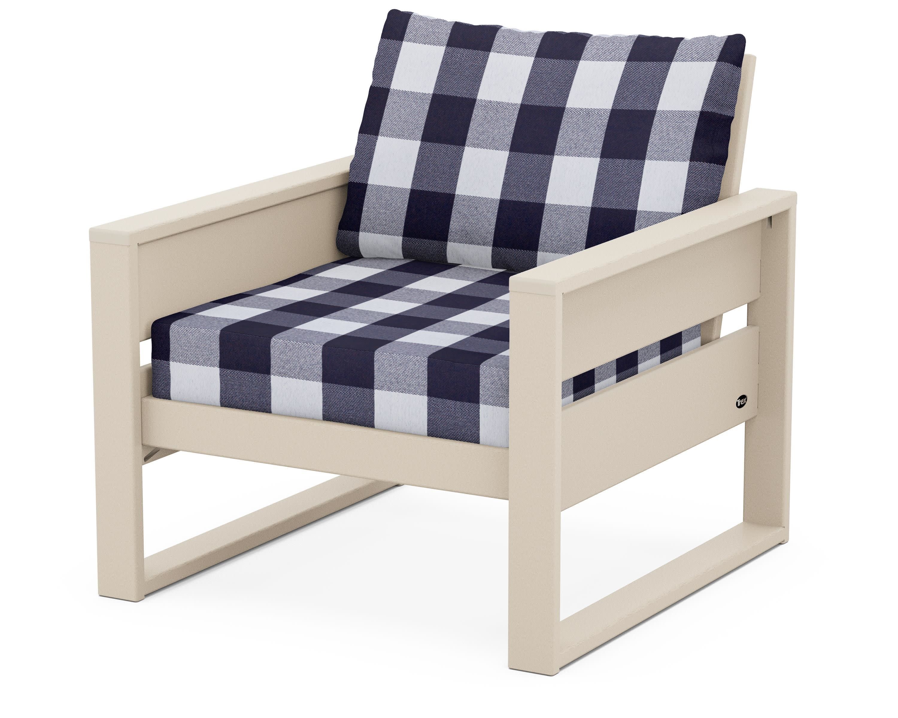 Eastport Club Chair in Sand Castle / Buffalo Plaid Navy