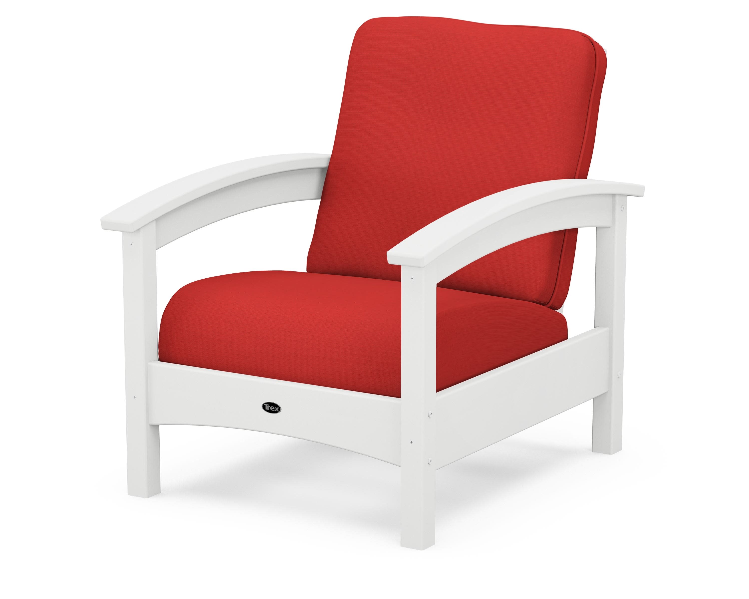 Rockport Club Chair in Classic White / Crimson Linen
