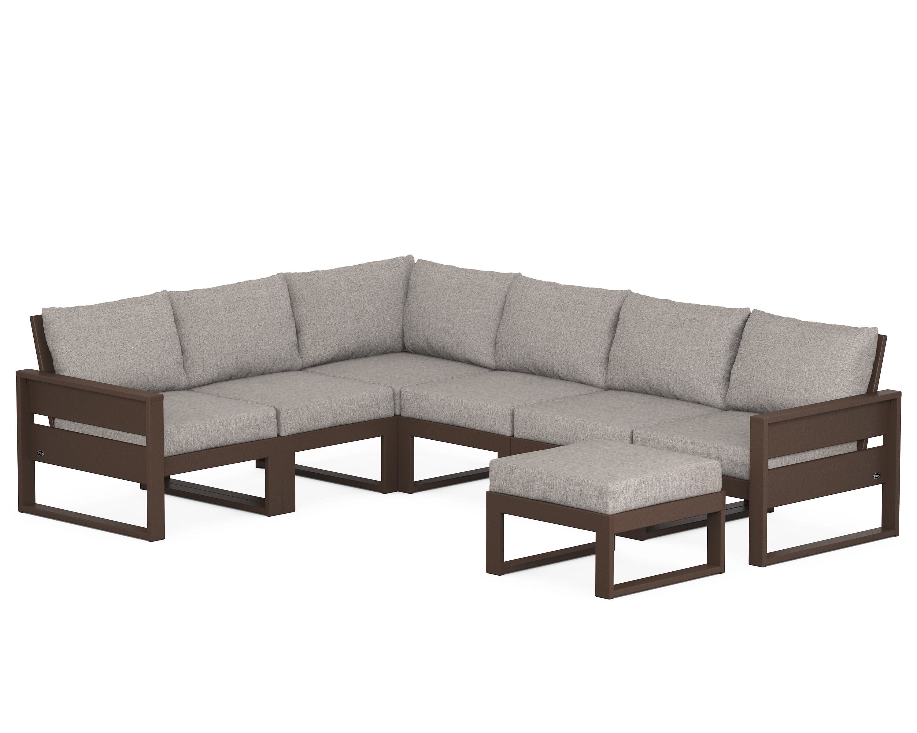 Eastport 6-Piece Sectional with Ottoman in Vintage Lantern / Weathered Tweed