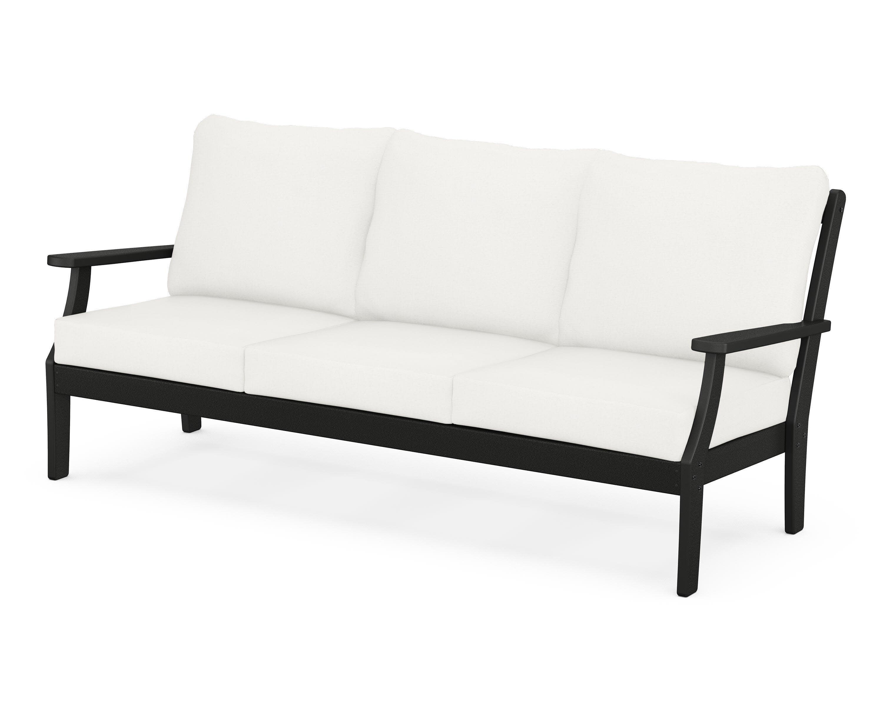 Yacht Club Deep Seating Sofa in Charcoal Black / Natural Linen