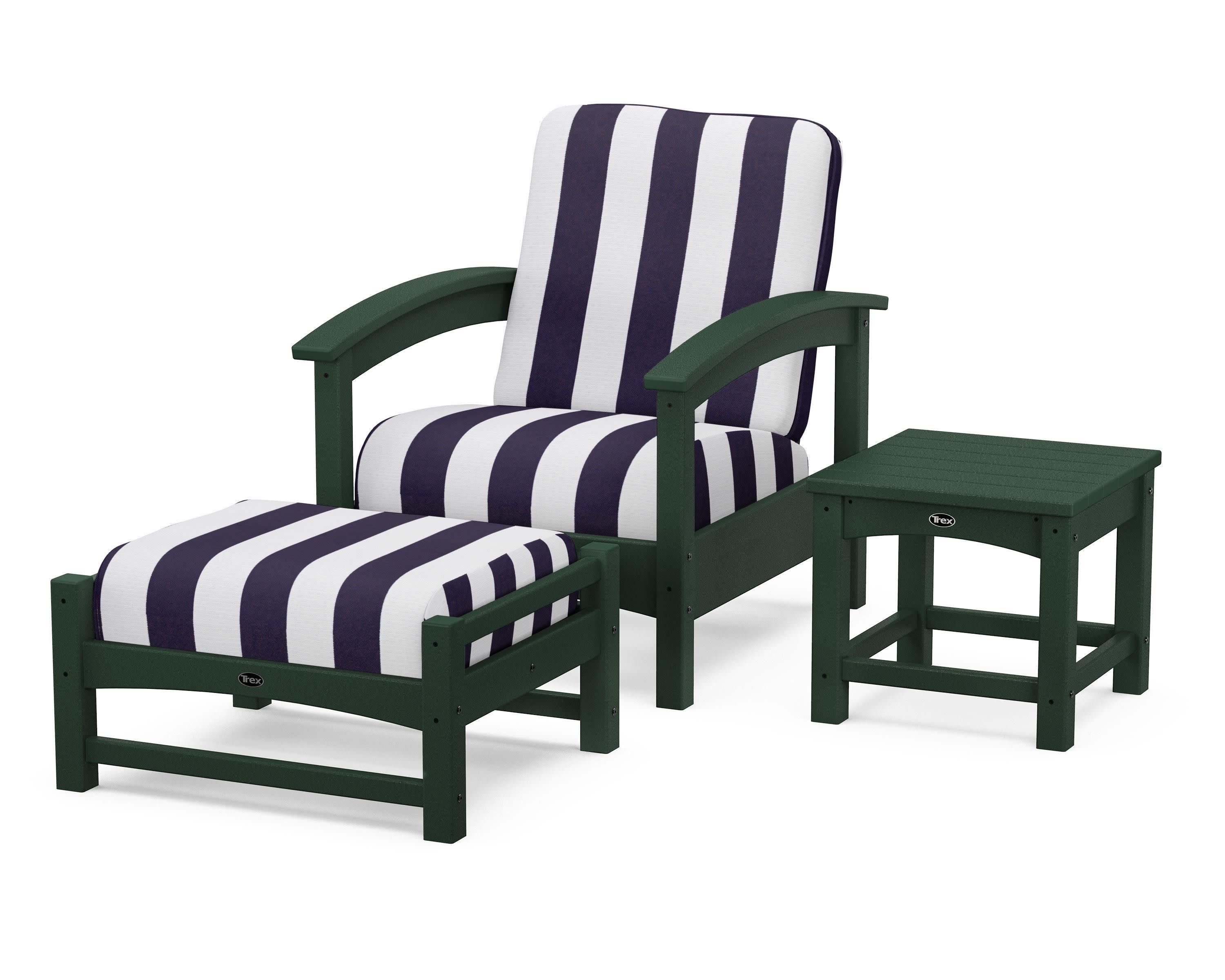 Rockport 3-Piece Deep Seating Set in Rainforest Canopy / Cabana Stripe Navy