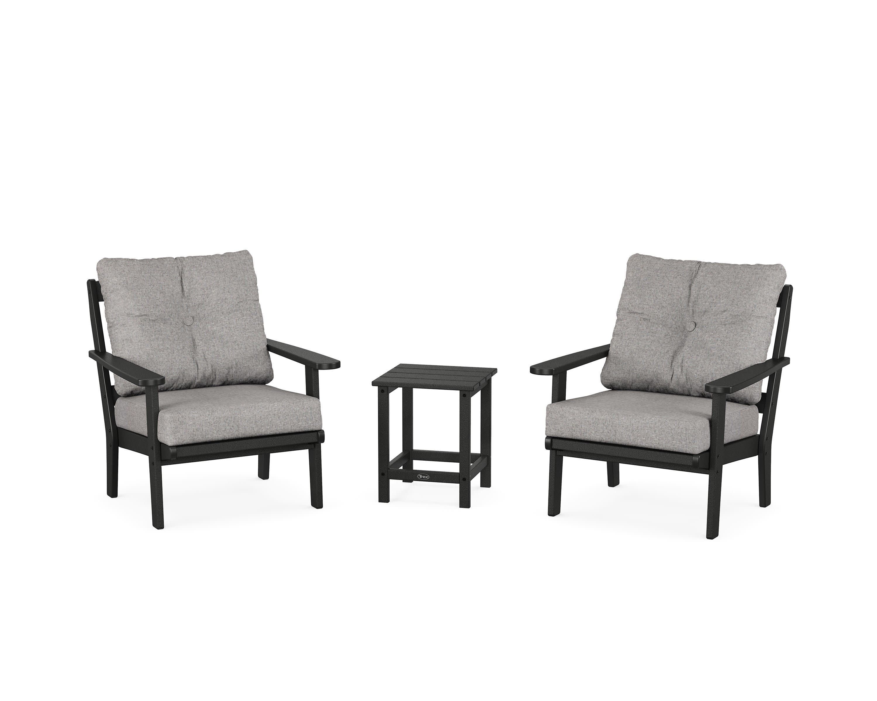 Cape Cod 3-Piece Deep Seating Set in Charcoal Black / Grey Mist
