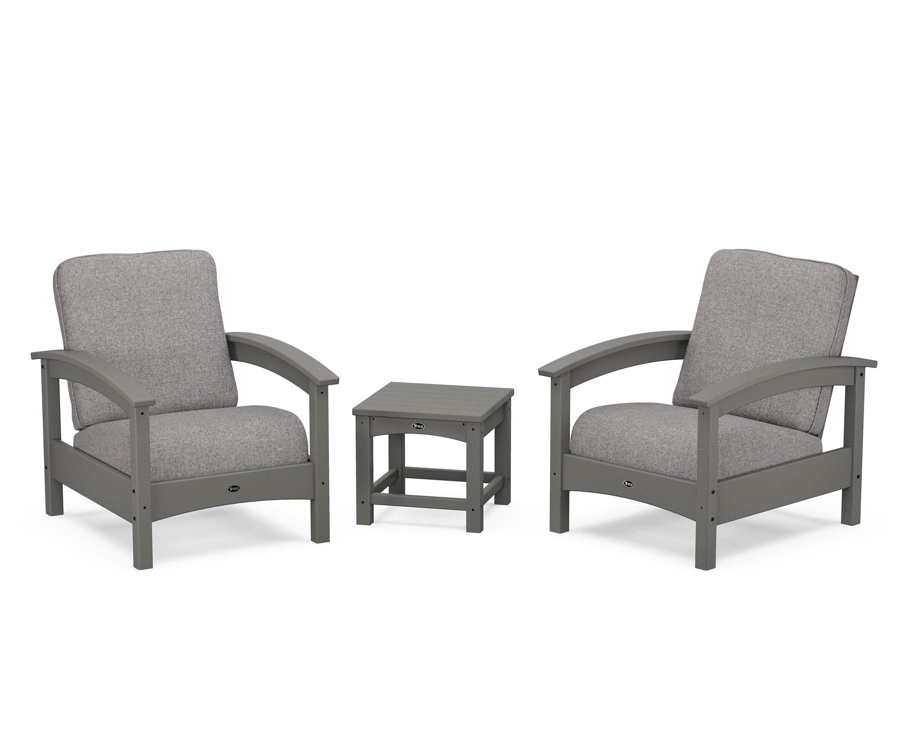 Rockport Club 3-Piece Deep Seating Conversation Set in Stepping Stone / Grey Mist