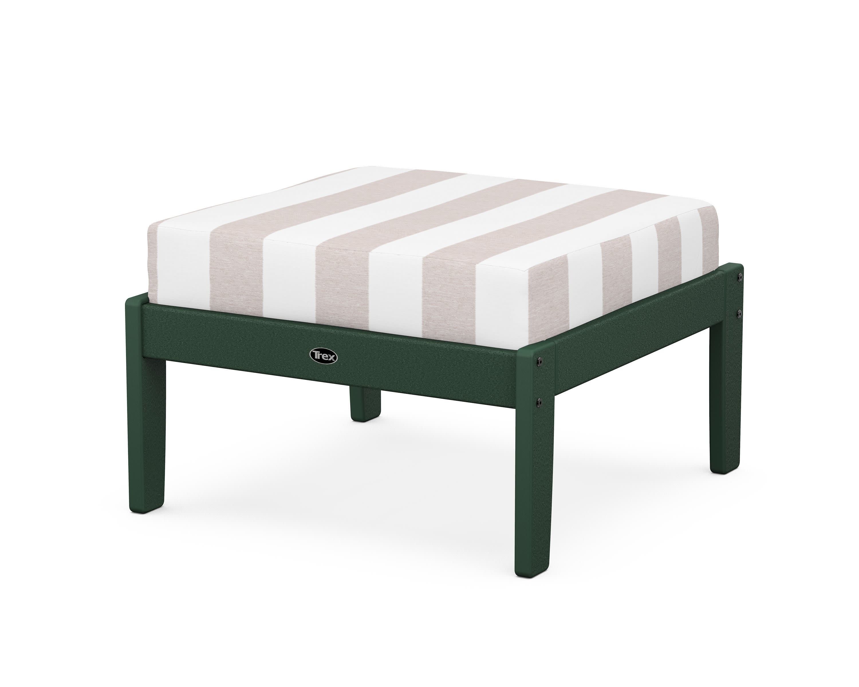 Yacht Club Deep Seating Ottoman in Rainforest Canopy / Cabana Stripe Dune Burlap