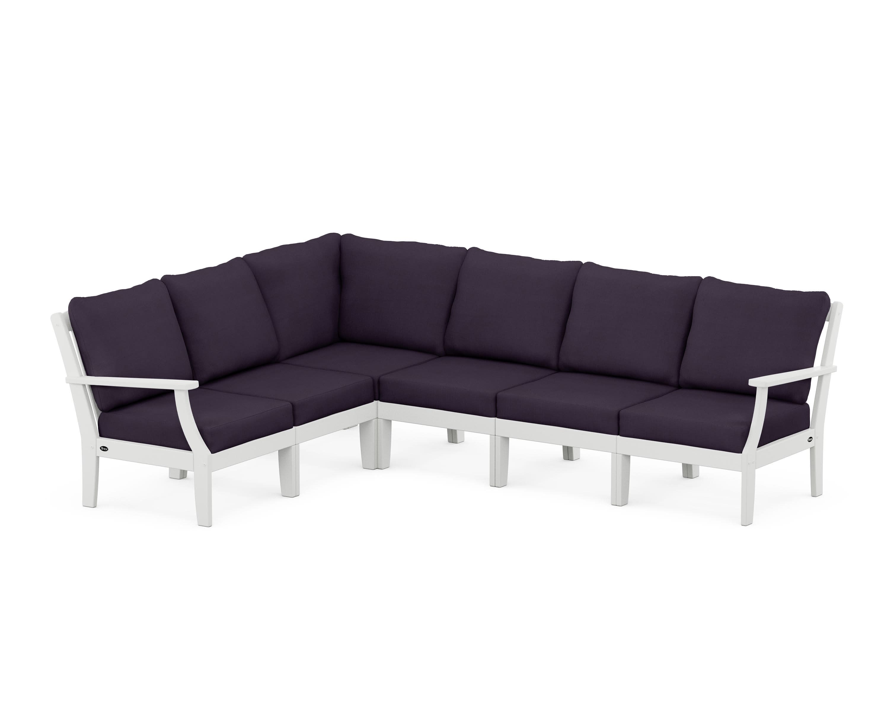 Yacht Club Modular 6-Piece Deep Seating Set in Classic White / Navy Linen