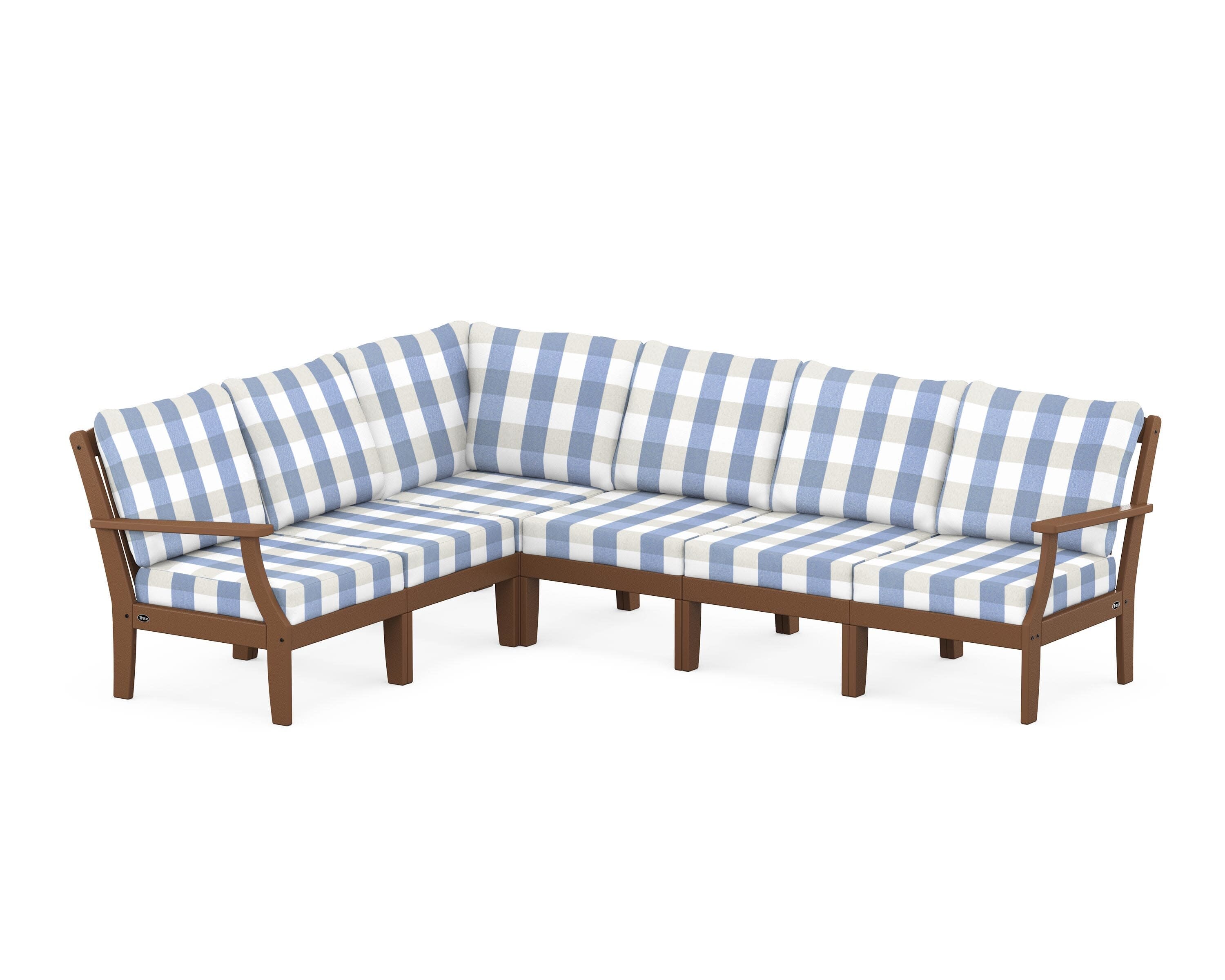 Yacht Club Modular 6-Piece Deep Seating Set in Tree House / Buffalo Plaid Sky Blue