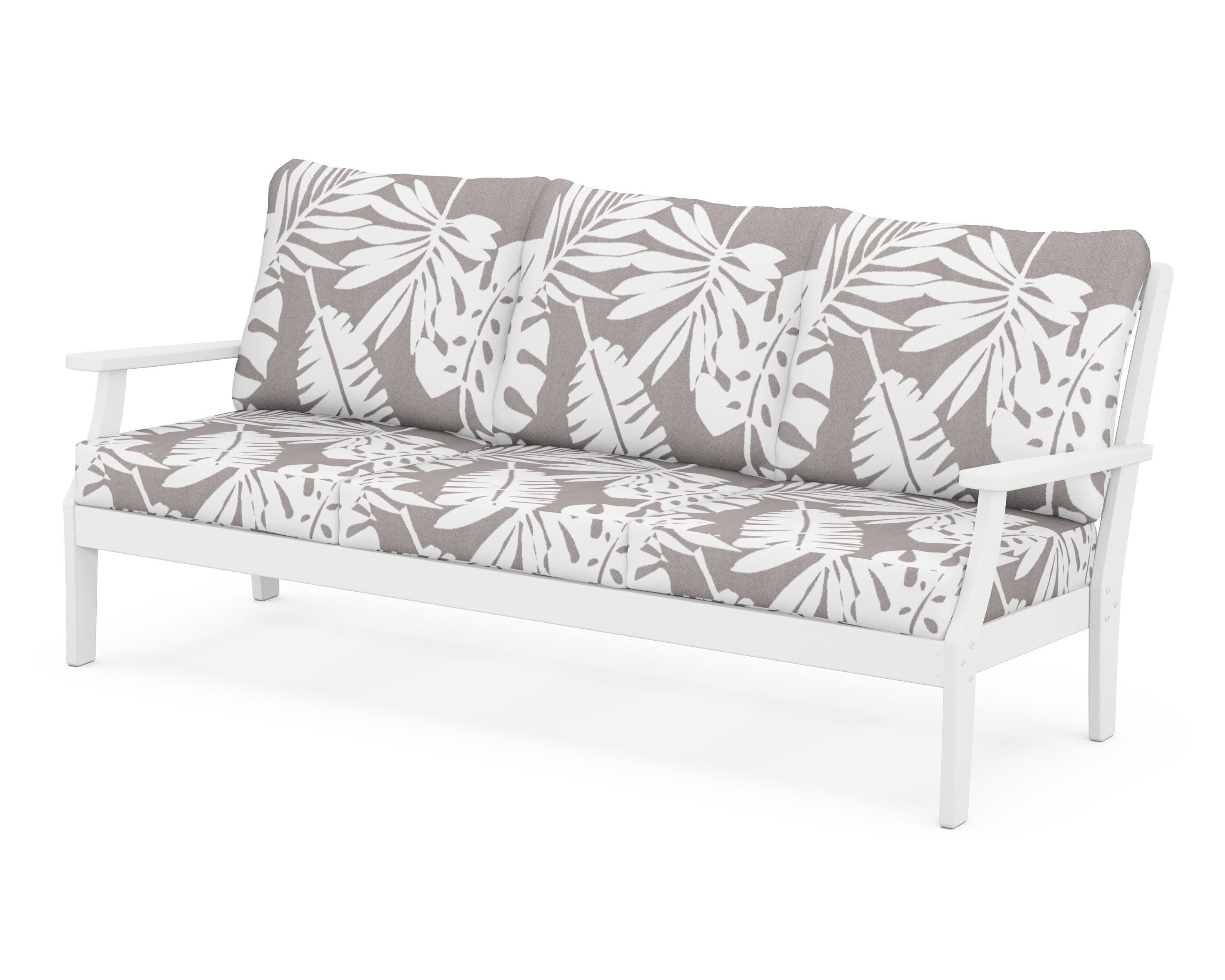 Yacht Club Deep Seating Sofa in Classic White / Leaf Grey Mist