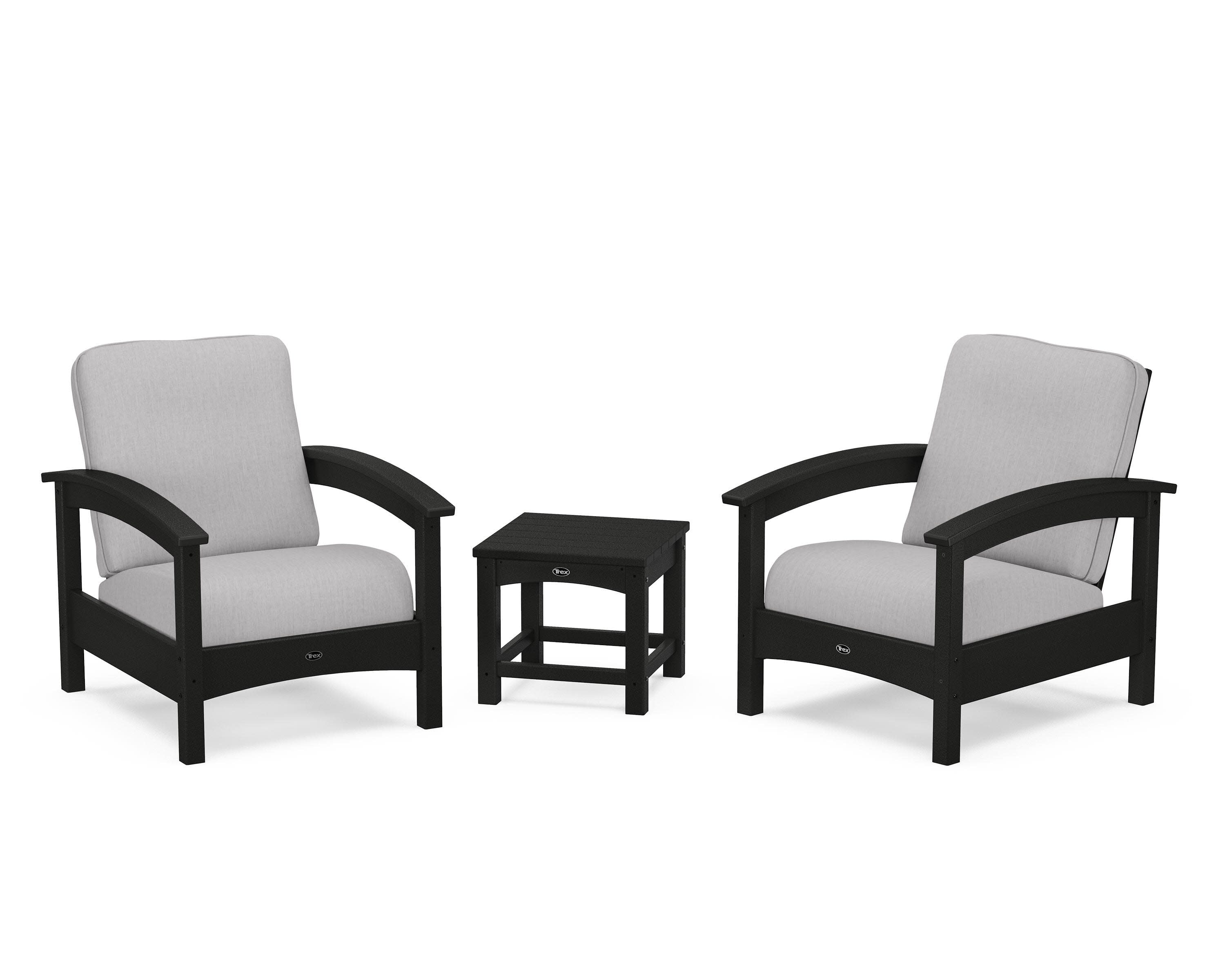Rockport Club 3-Piece Deep Seating Conversation Set in Charcoal Black / Granite