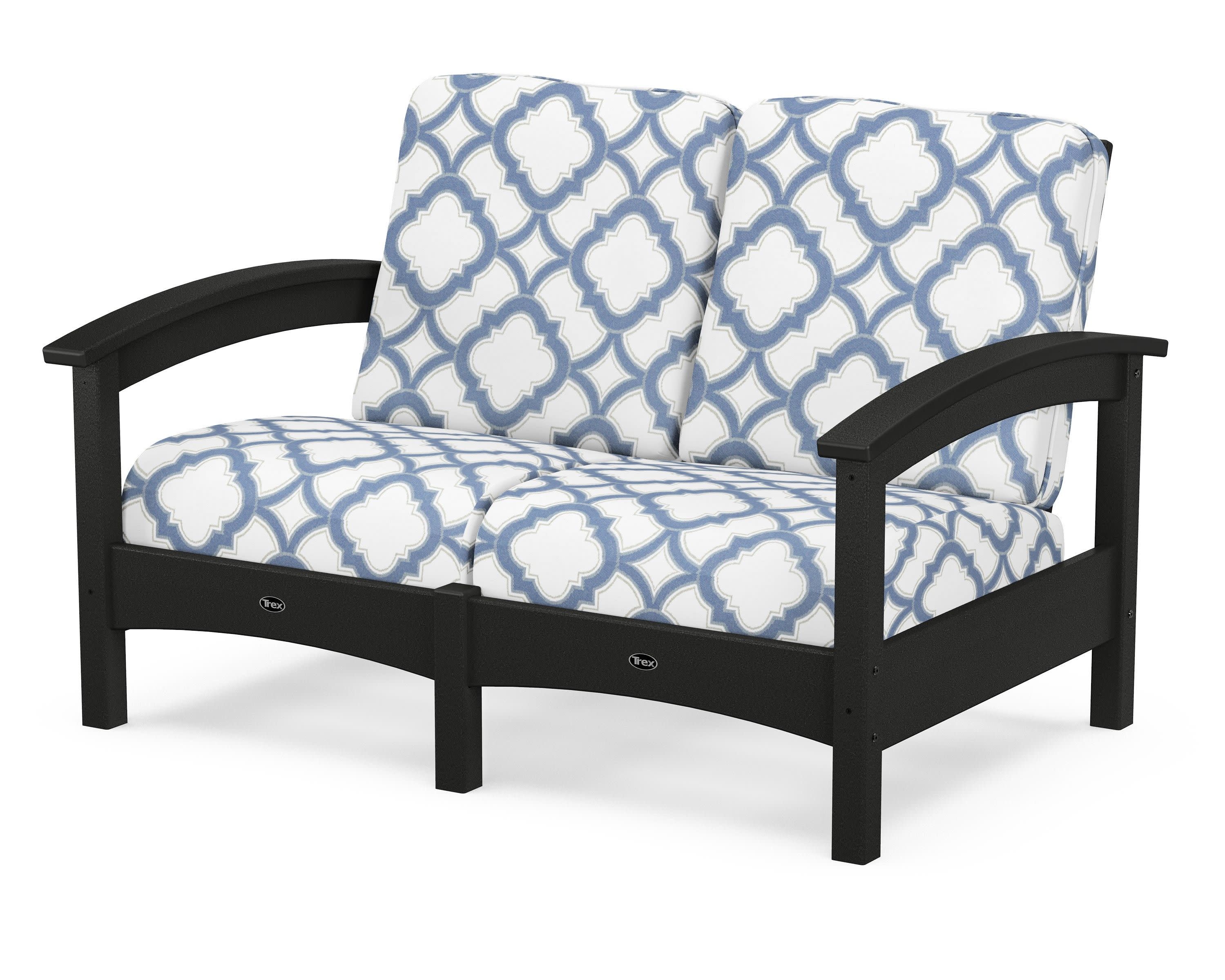 Rockport Club Loveseat in Charcoal Black / Trellis Sky Blue