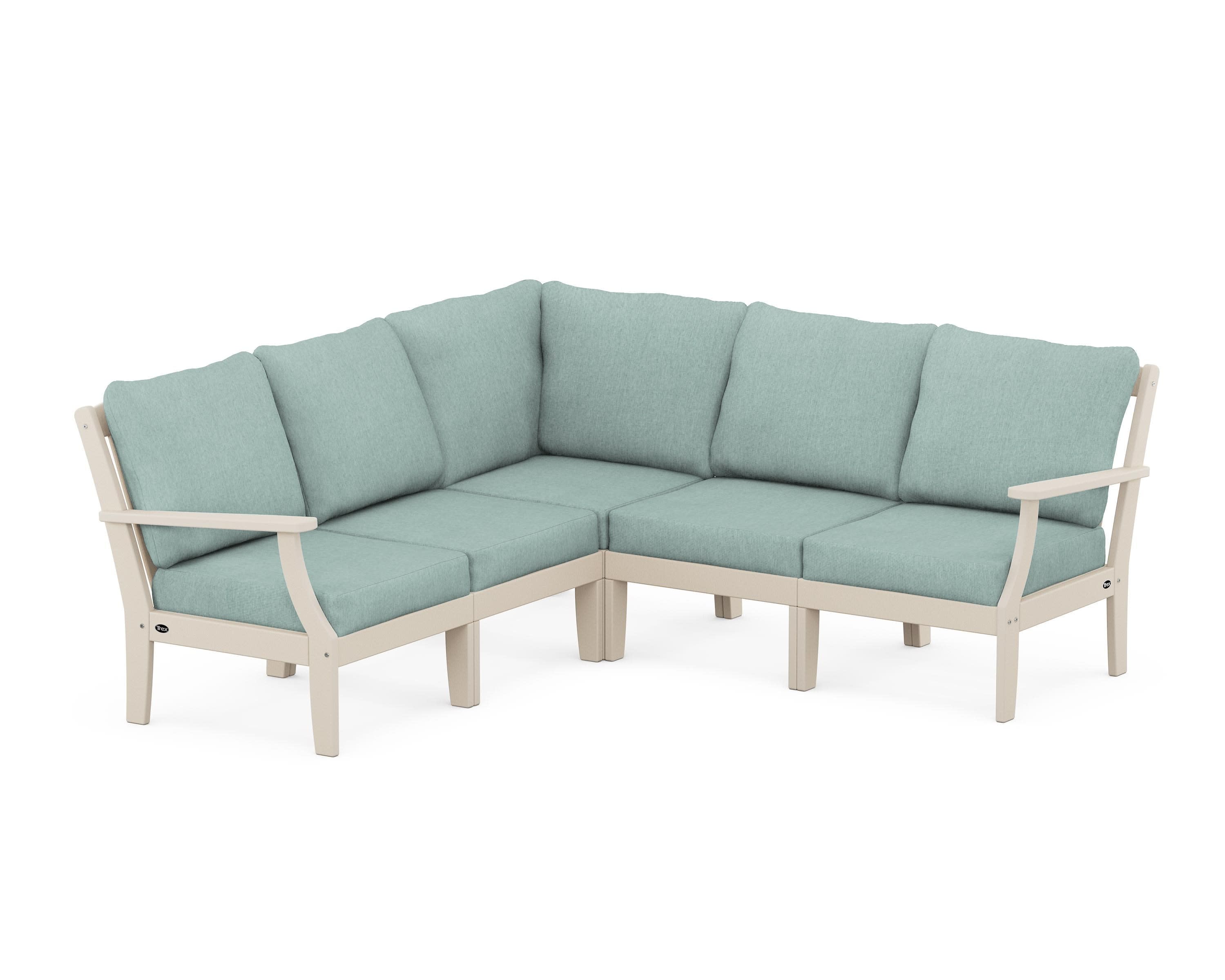 Yacht Club Modular 5-Piece Deep Seating Set in Sand Castle / Glacier Spa