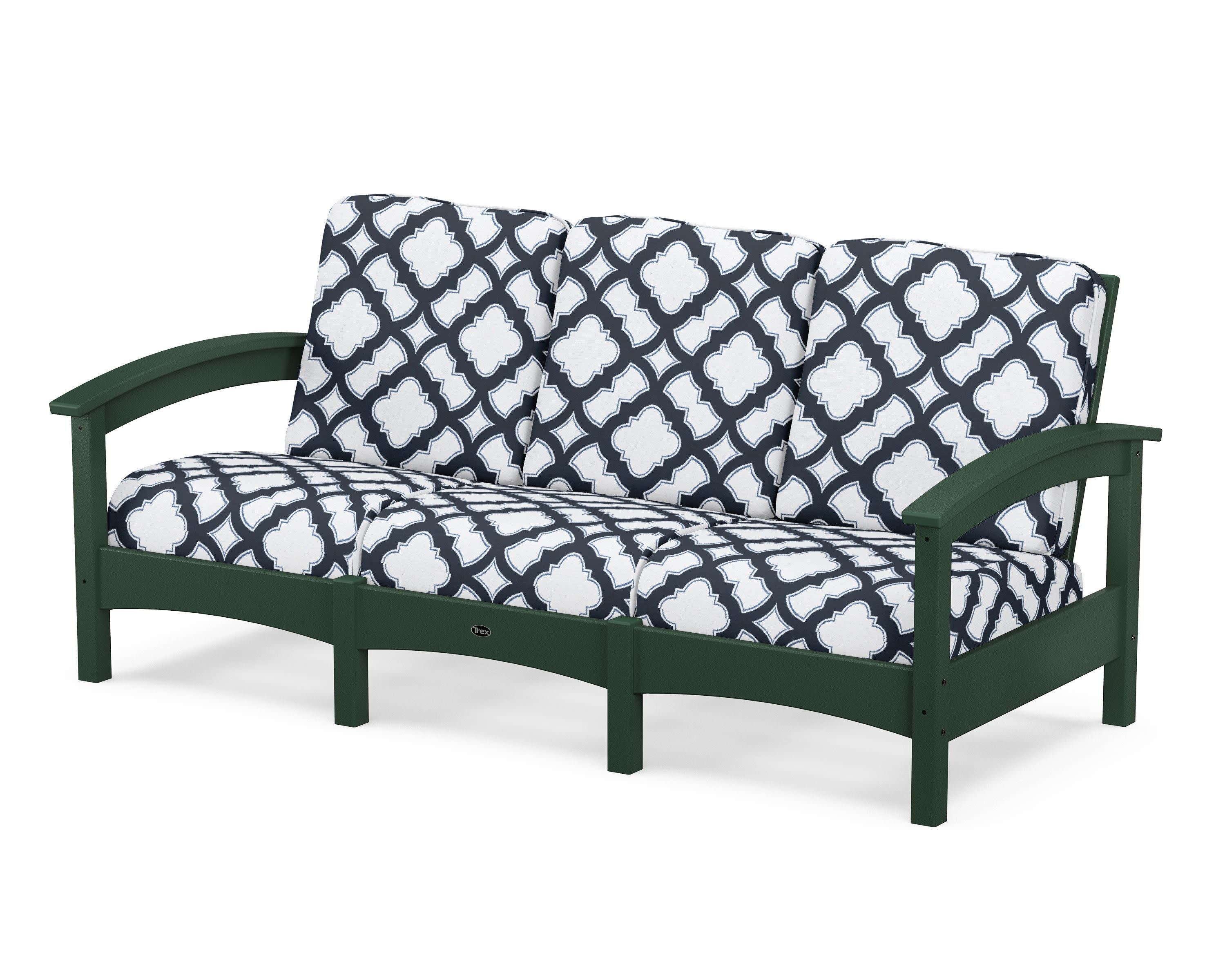 Rockport Club Sofa in Rainforest Canopy / Trellis Marine Indigo
