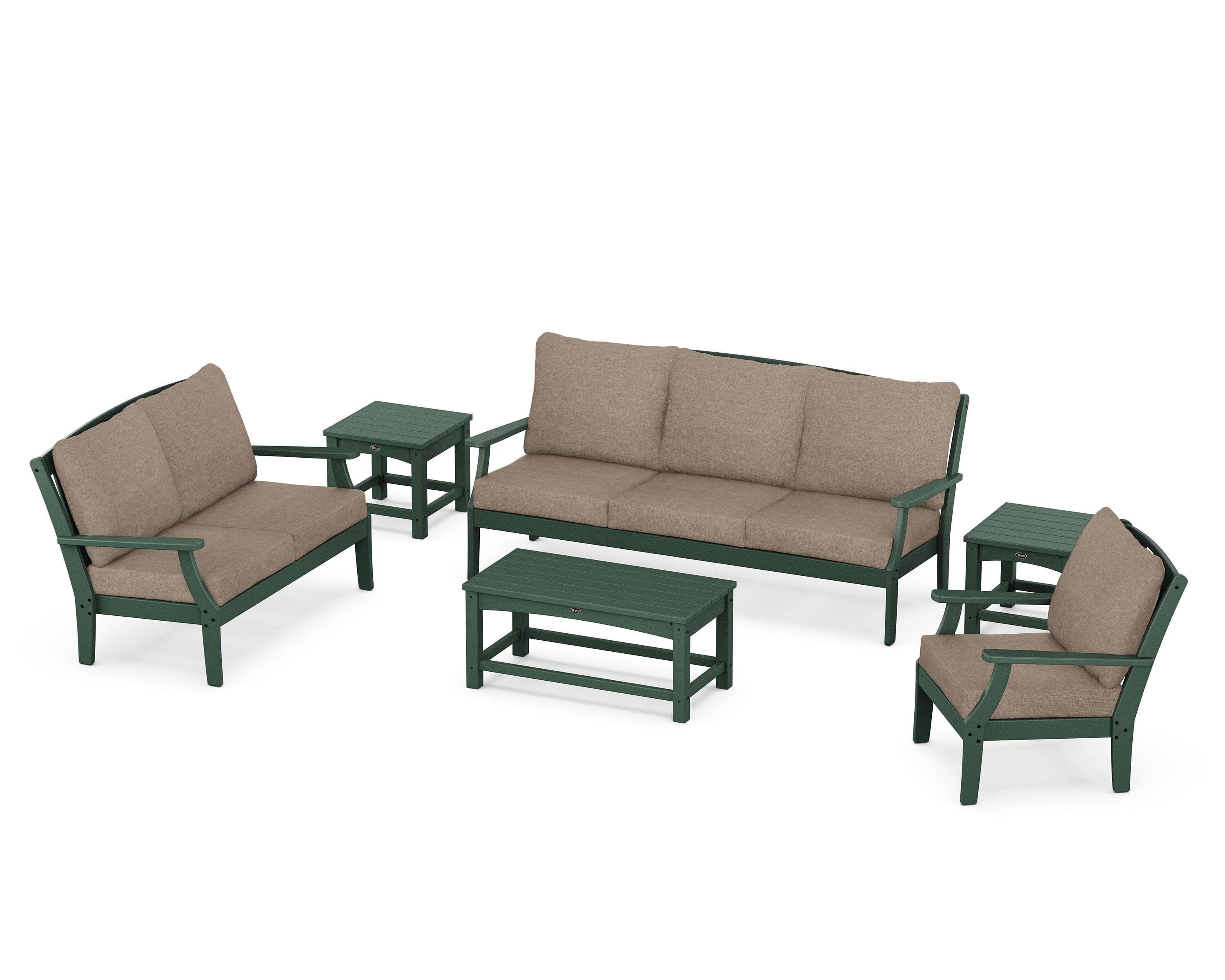 Yacht Club 6-Piece Deep Seating Set in Rainforest Canopy / Spiced Burlap