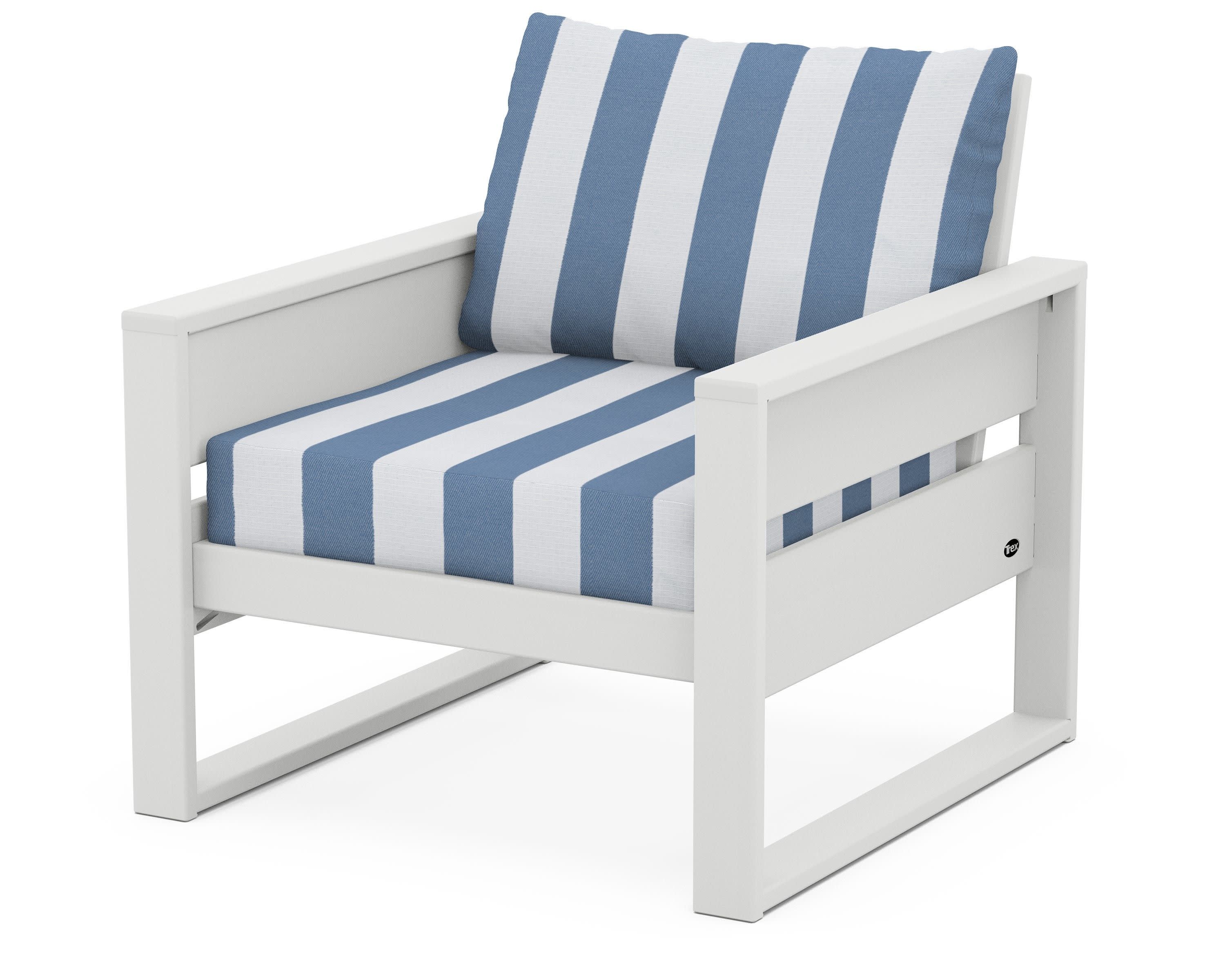 Eastport Club Chair in Classic White / Cabana Stripe Sky Blue