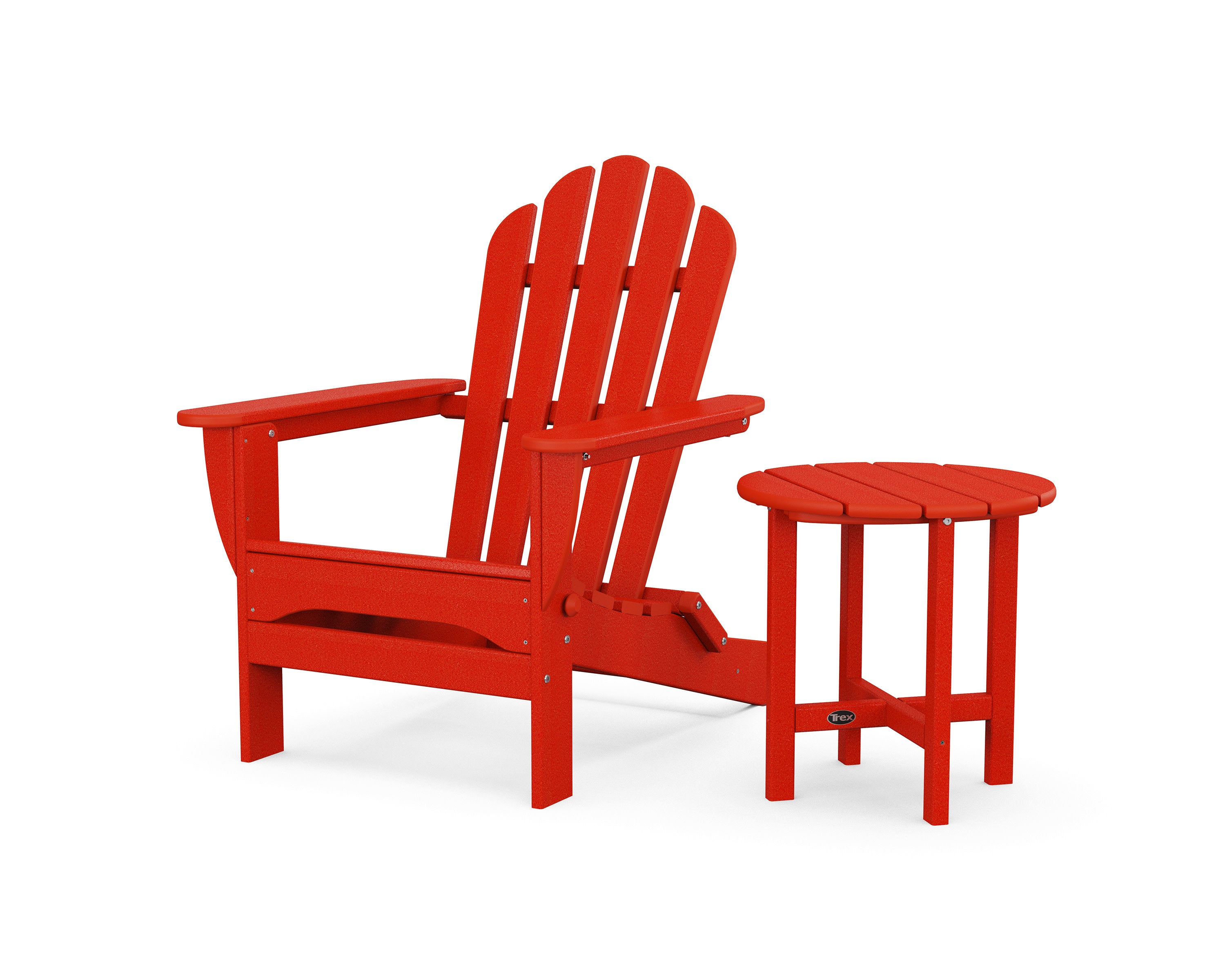 Monterey Bay Folding Adirondack Chair with Side Table in Sunset Red