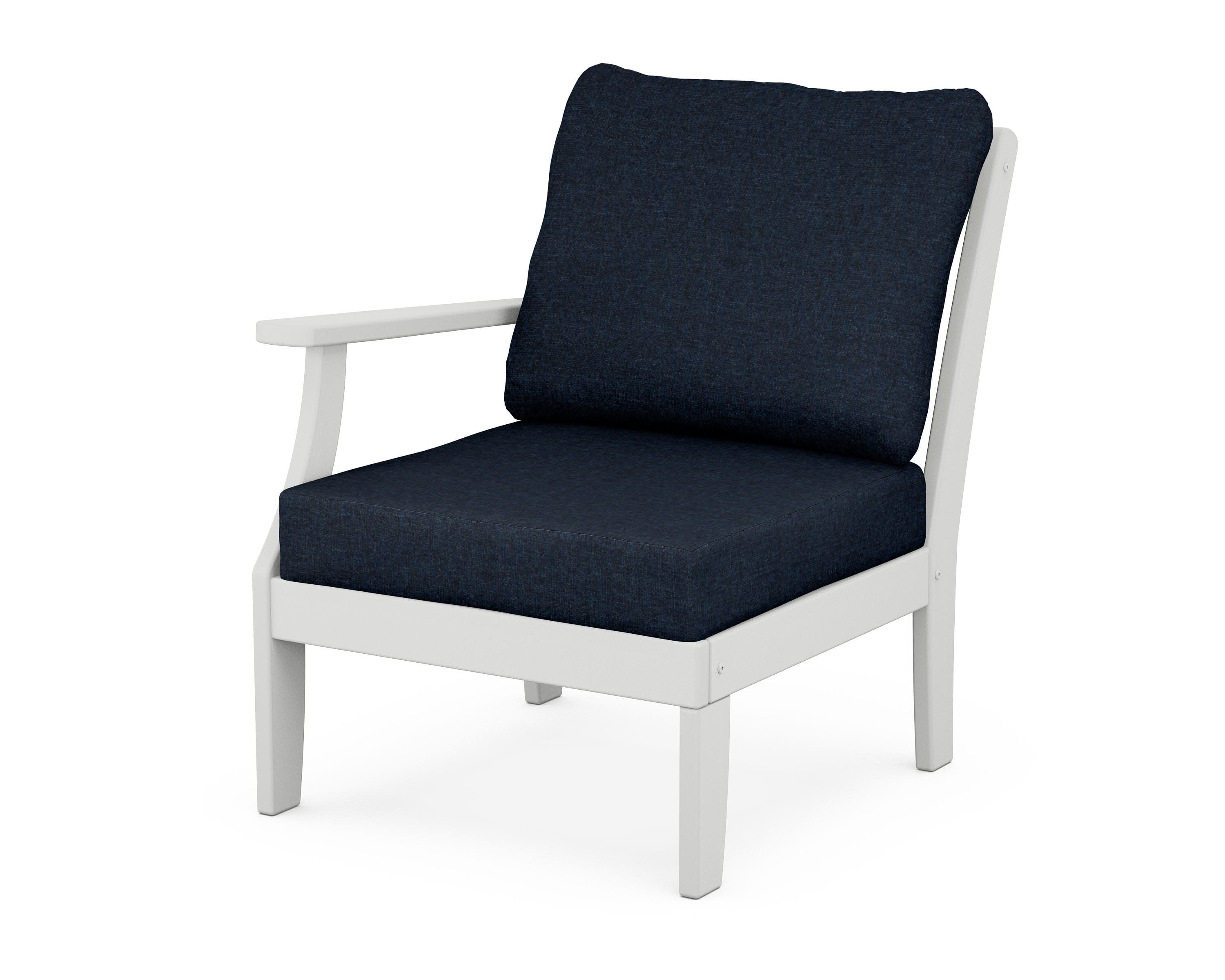 Yacht Club Modular Left Arm Chair in Classic White / Marine Indigo