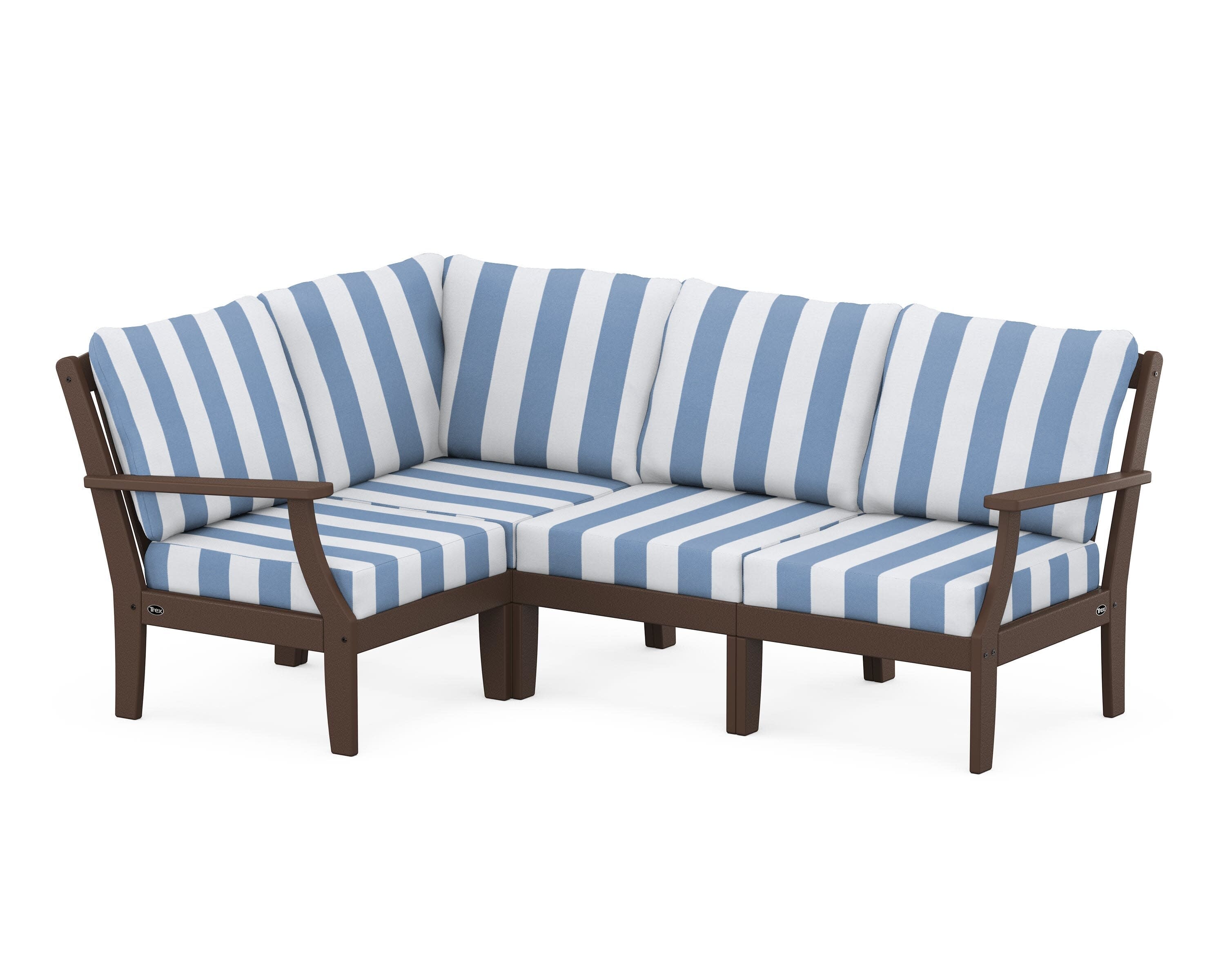 Yacht Club Modular 4-Piece Deep Seating Set in Vintage Lantern / Cabana Stripe Sky Blue