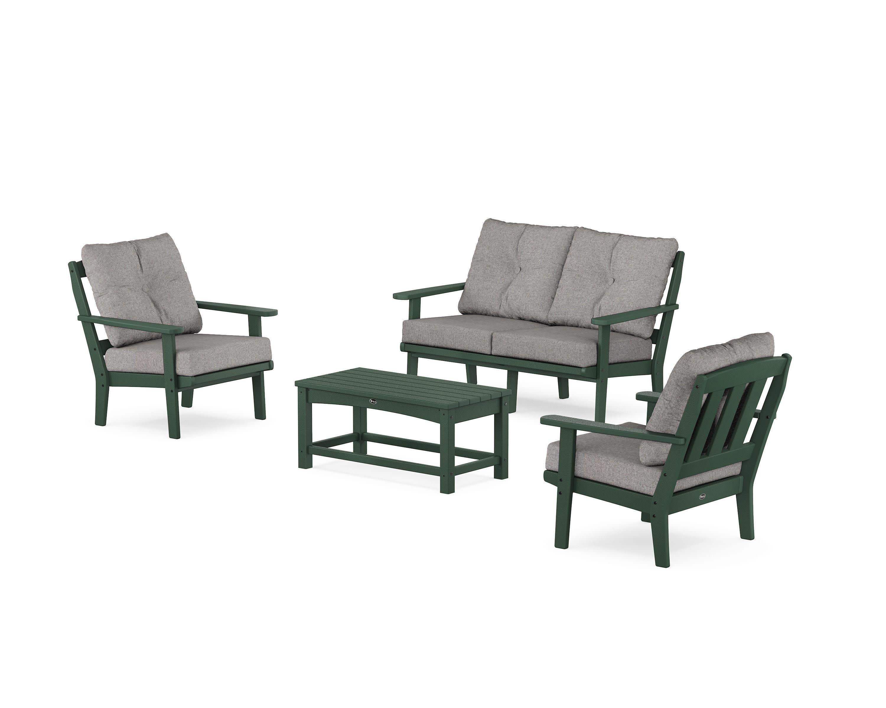Cape Cod 4-Piece Deep Seating Set with Loveseat in Rainforest Canopy / Grey Mist