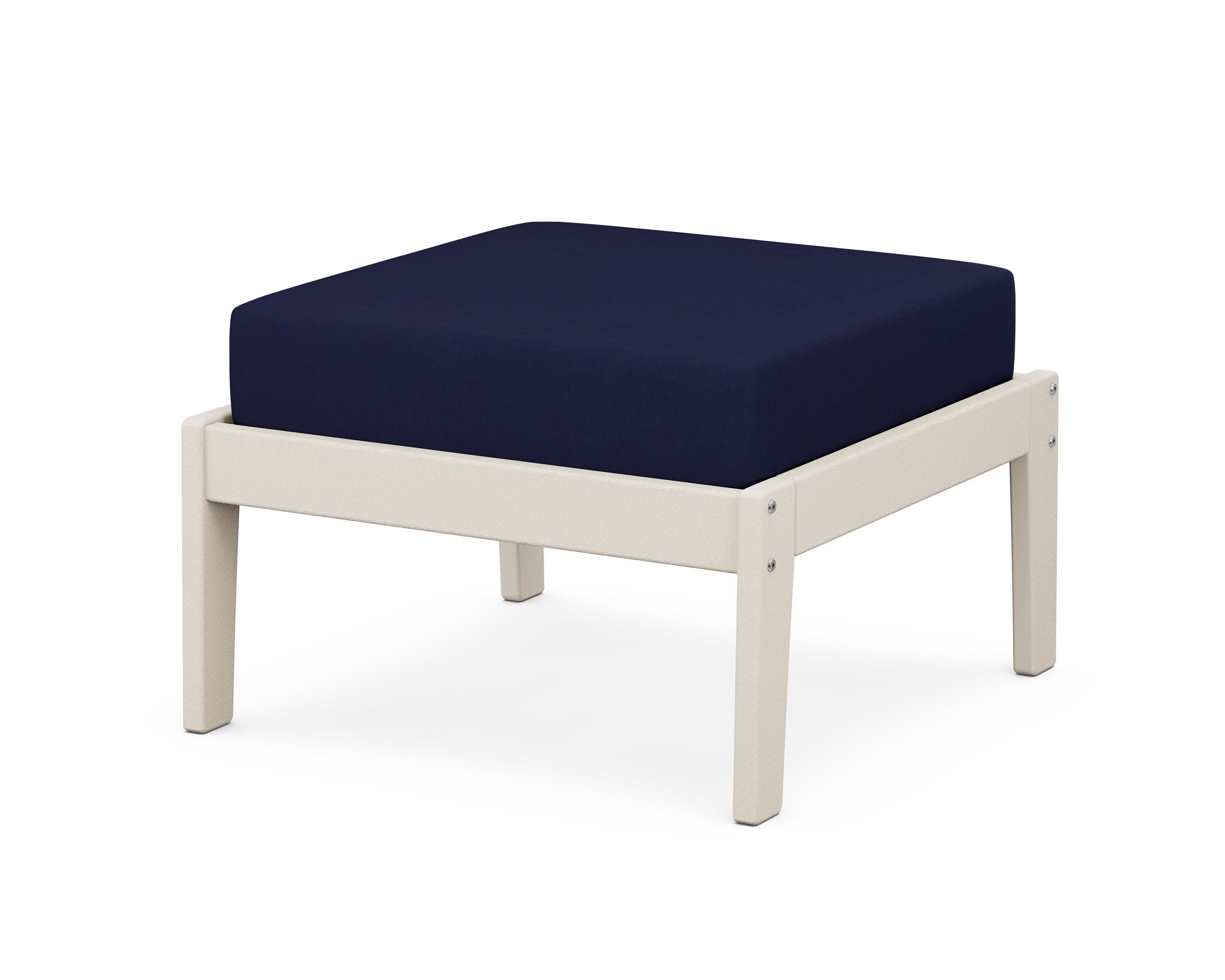 Deep Seating Ottoman in Sand / Navy