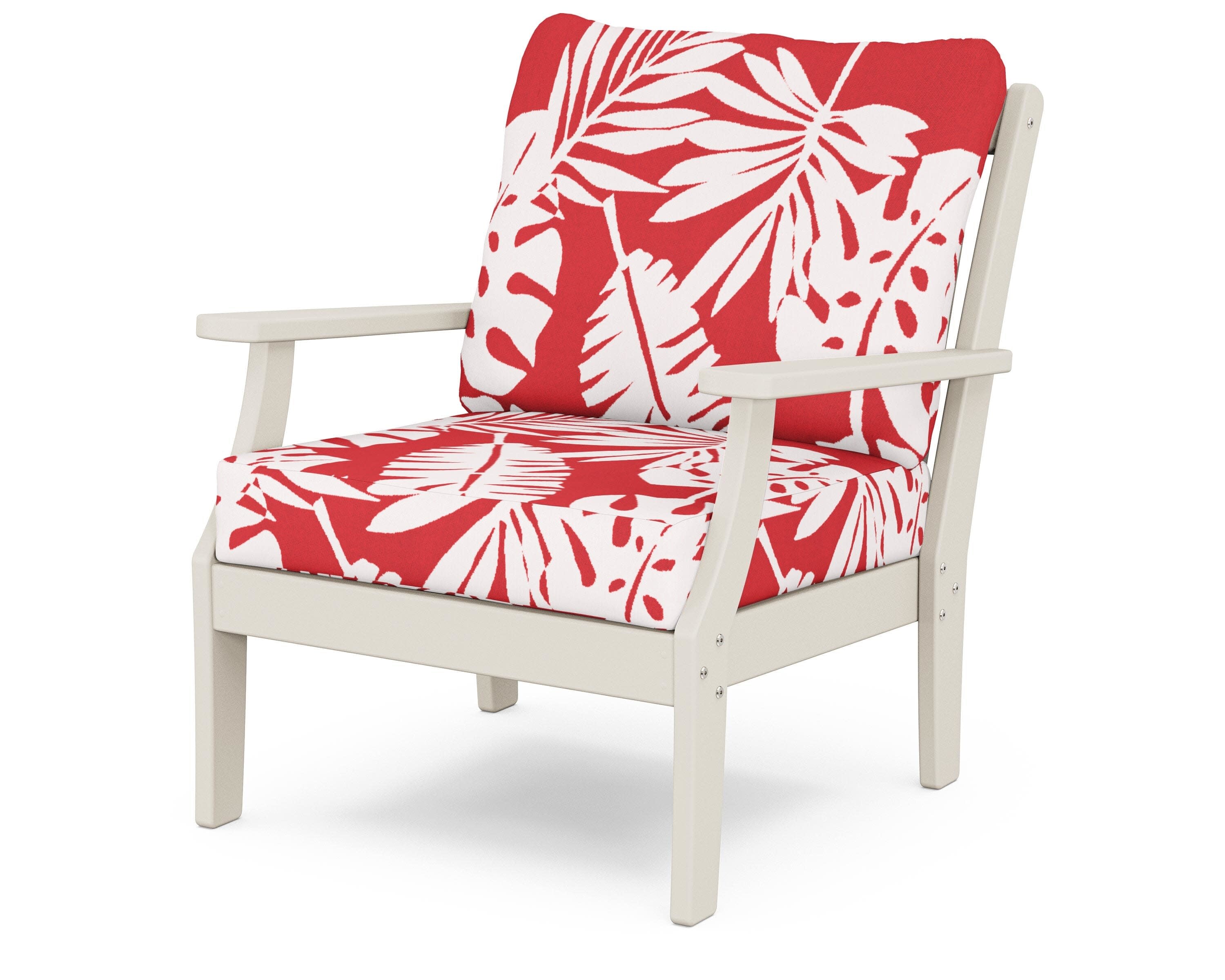 Yacht Club Deep Seating Chair in Sand Castle / Leaf Crimson