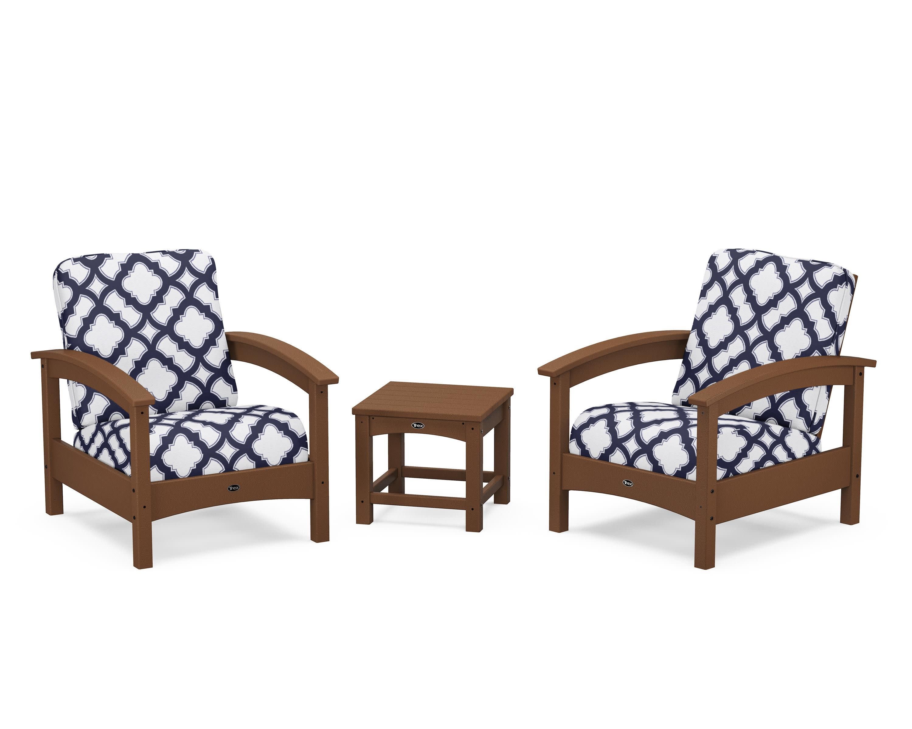 Rockport Club 3-Piece Deep Seating Conversation Set in Tree House / Trellis Navy
