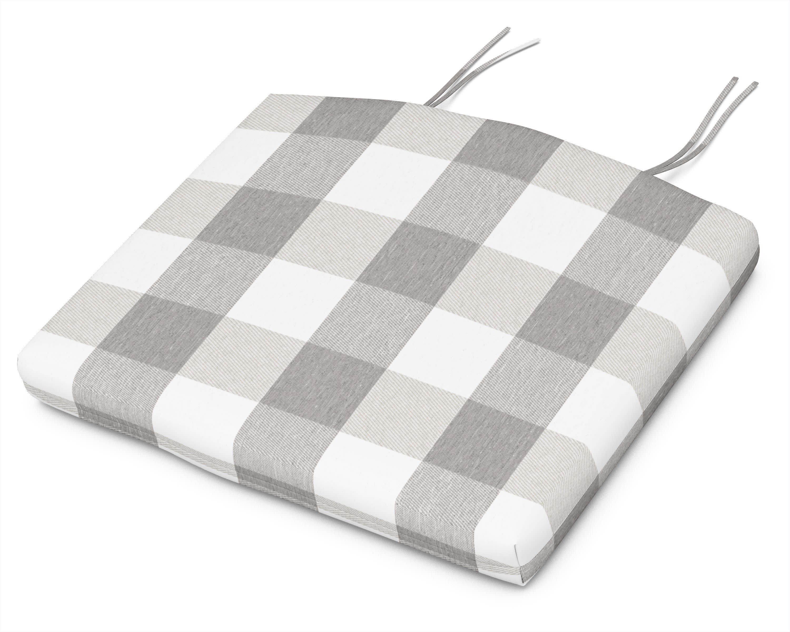 Seat Cushion - 18"D x 22"W x 2.5"H in Buffalo Plaid Grey Mist