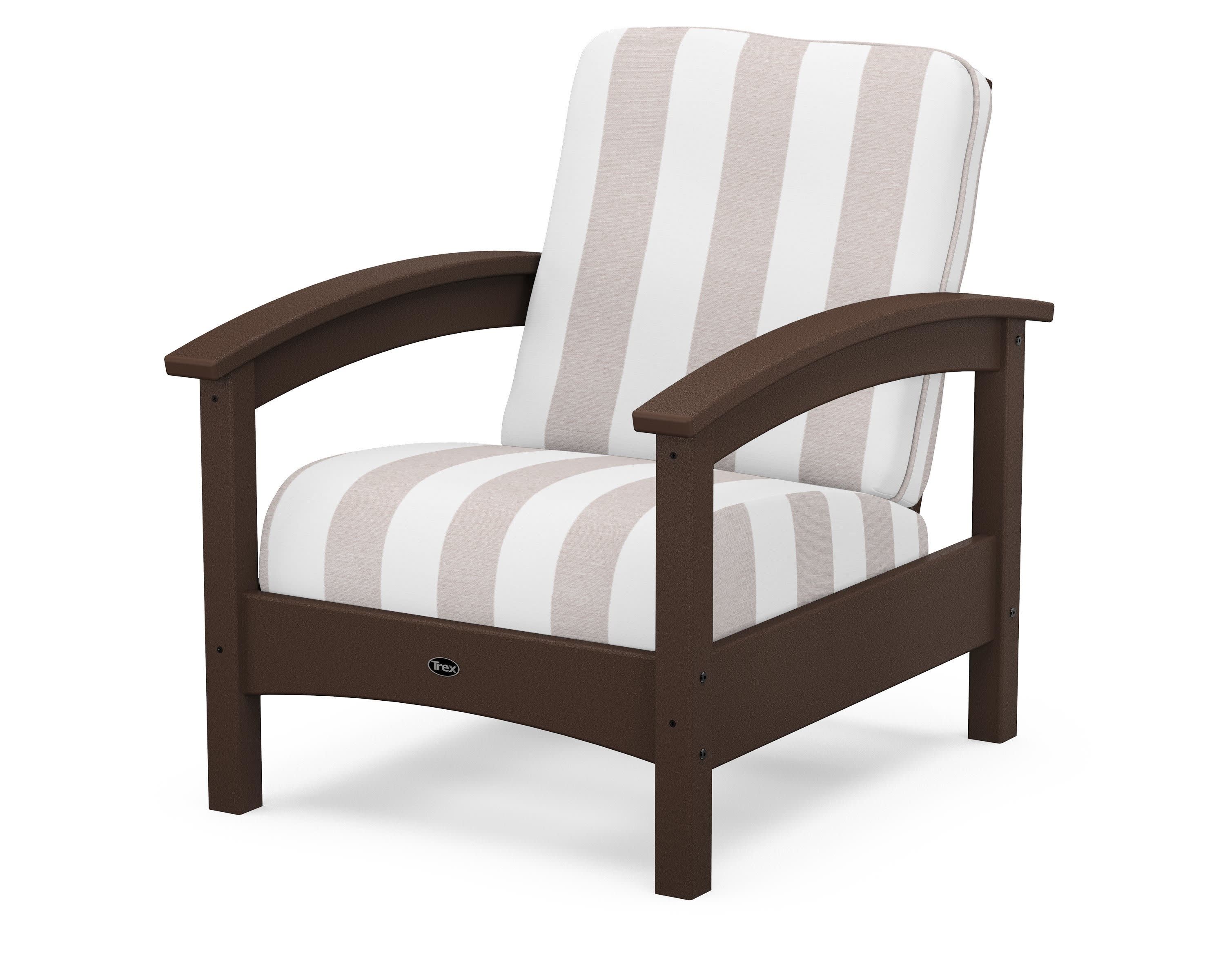 Rockport Club Chair in Vintage Lantern / Cabana Stripe Dune Burlap